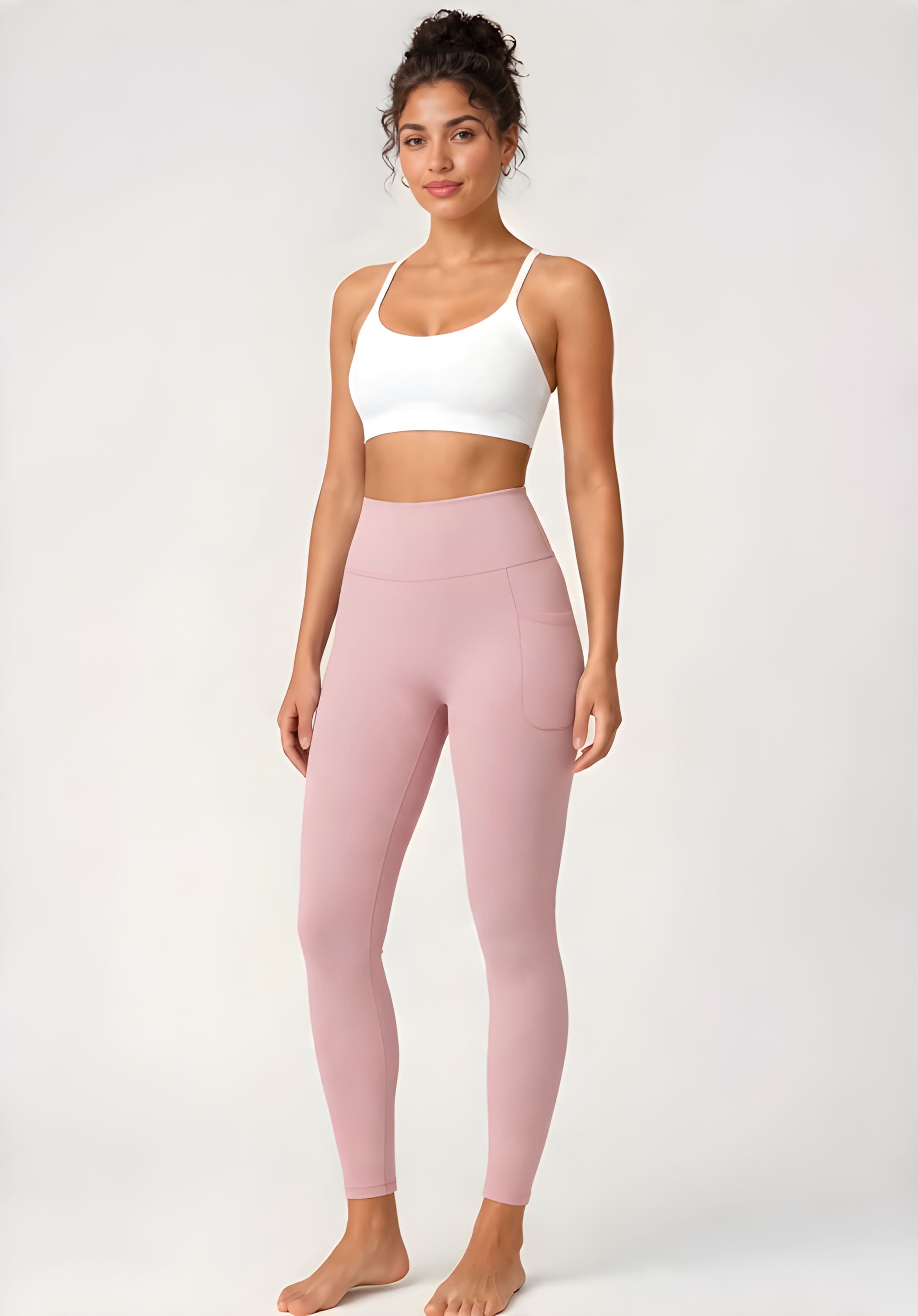 Activewear Yoga Pants With Side Pockets - Dust Lilac