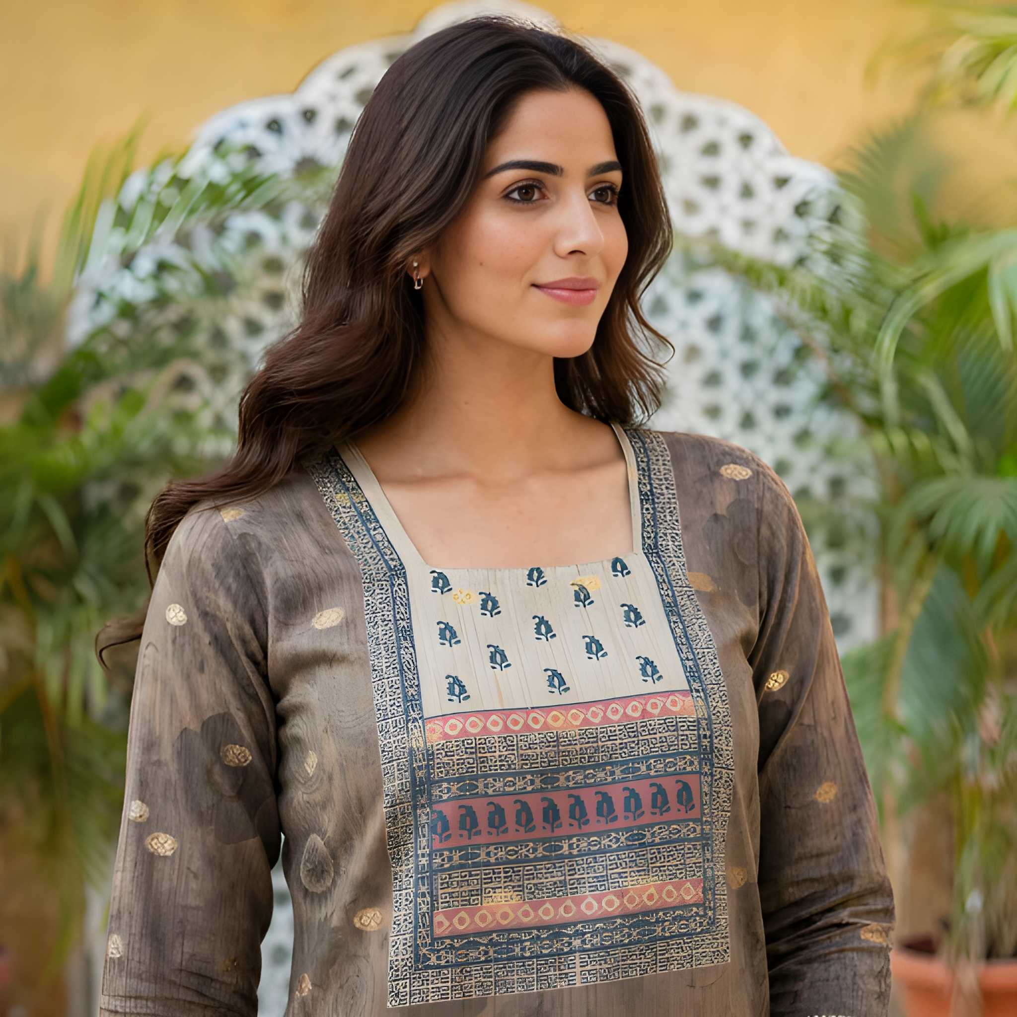 Anthra Melange Printed Kurta Set thumbnail 5