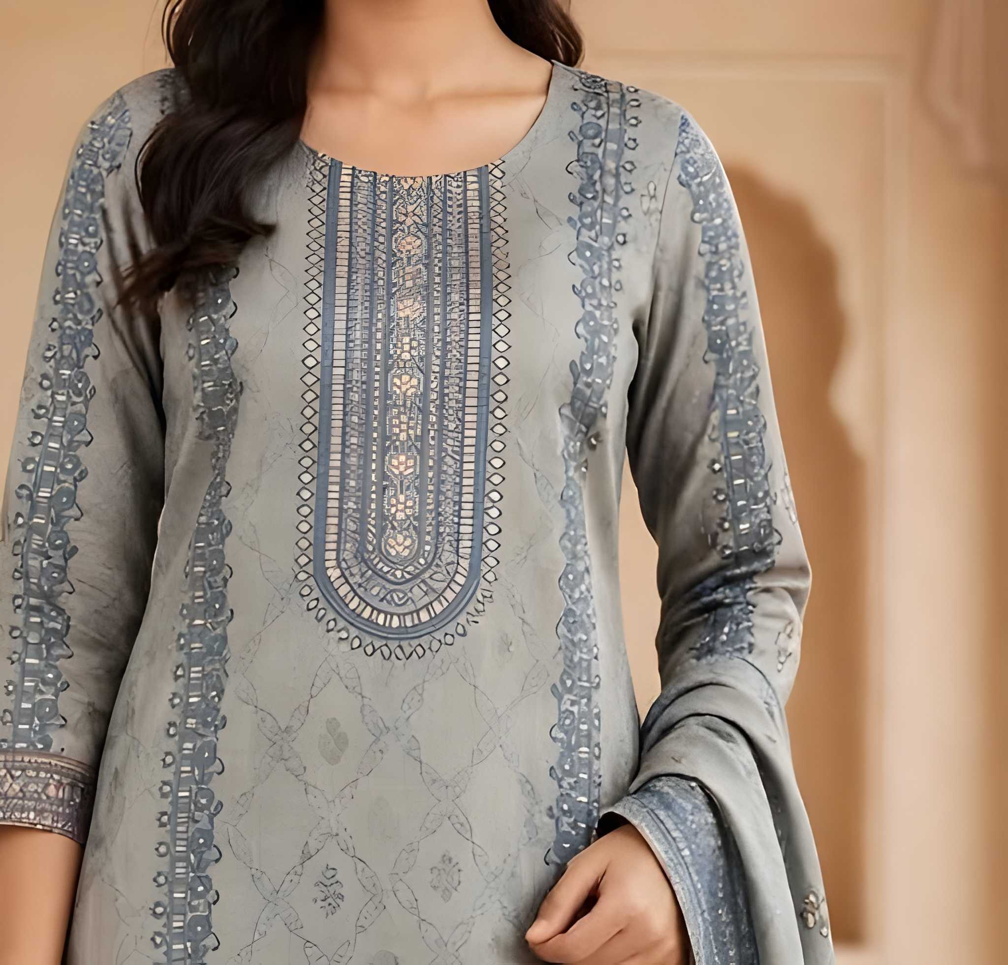 Silver Printed Kurta Set thumbnail 5