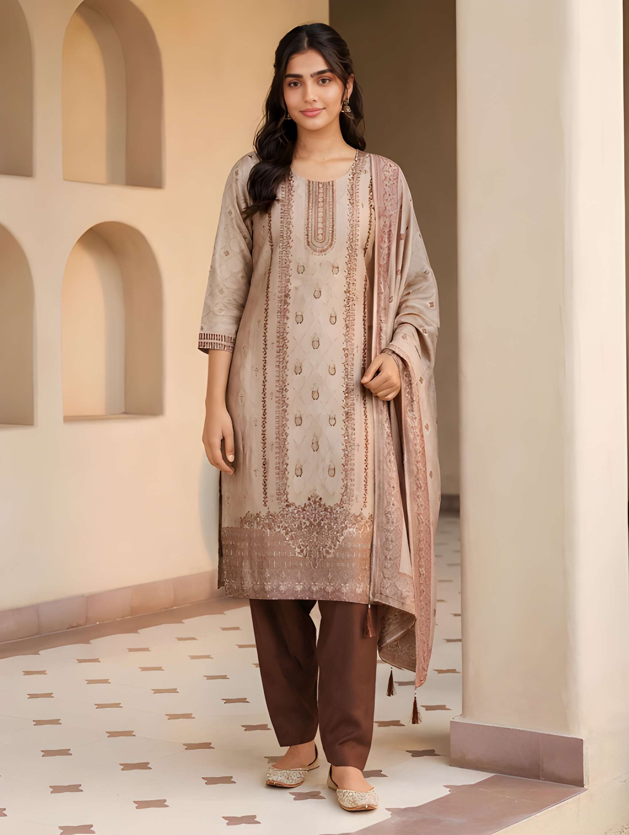 Lime Stone Printed Kurta Set