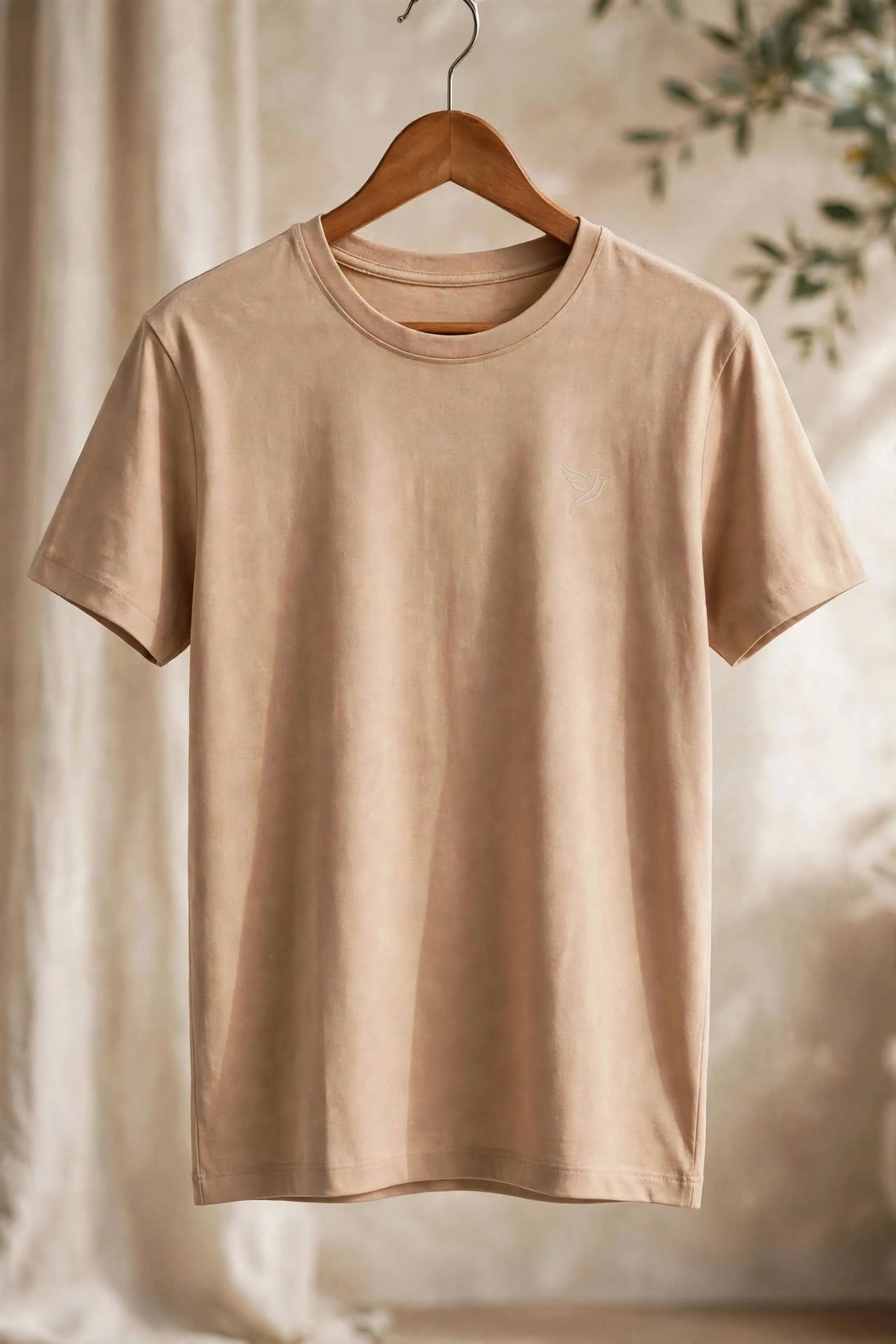 Beige Minimalist Regular Fit T-shirt
