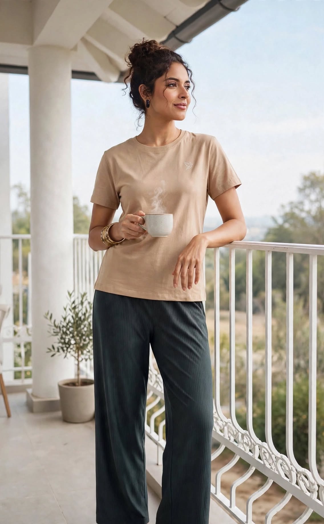 Beige Minimalist Regular Fit T-shirt thumbnail 3