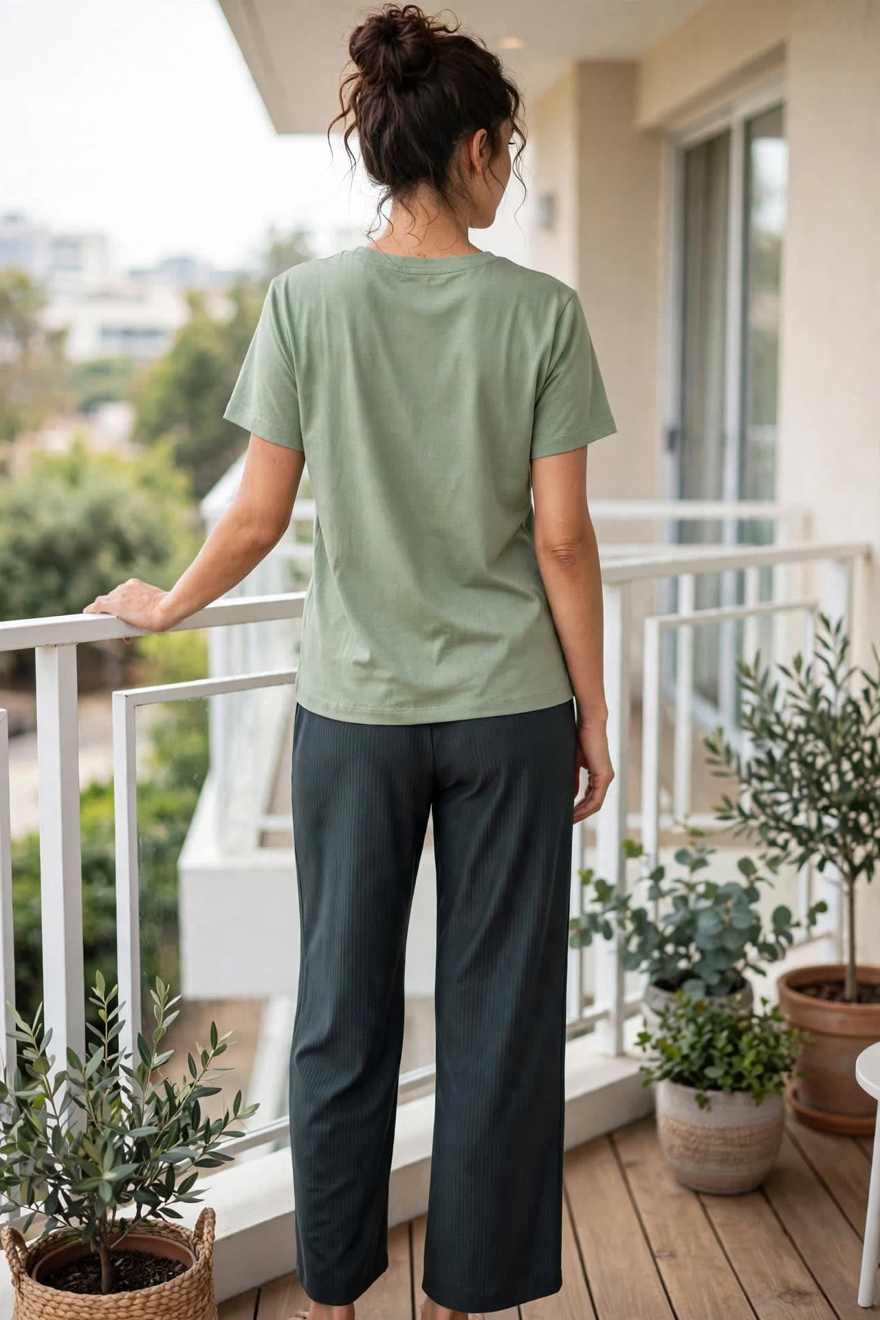 Sage Green Minimalist Regular Fit T-shirt thumbnail 2