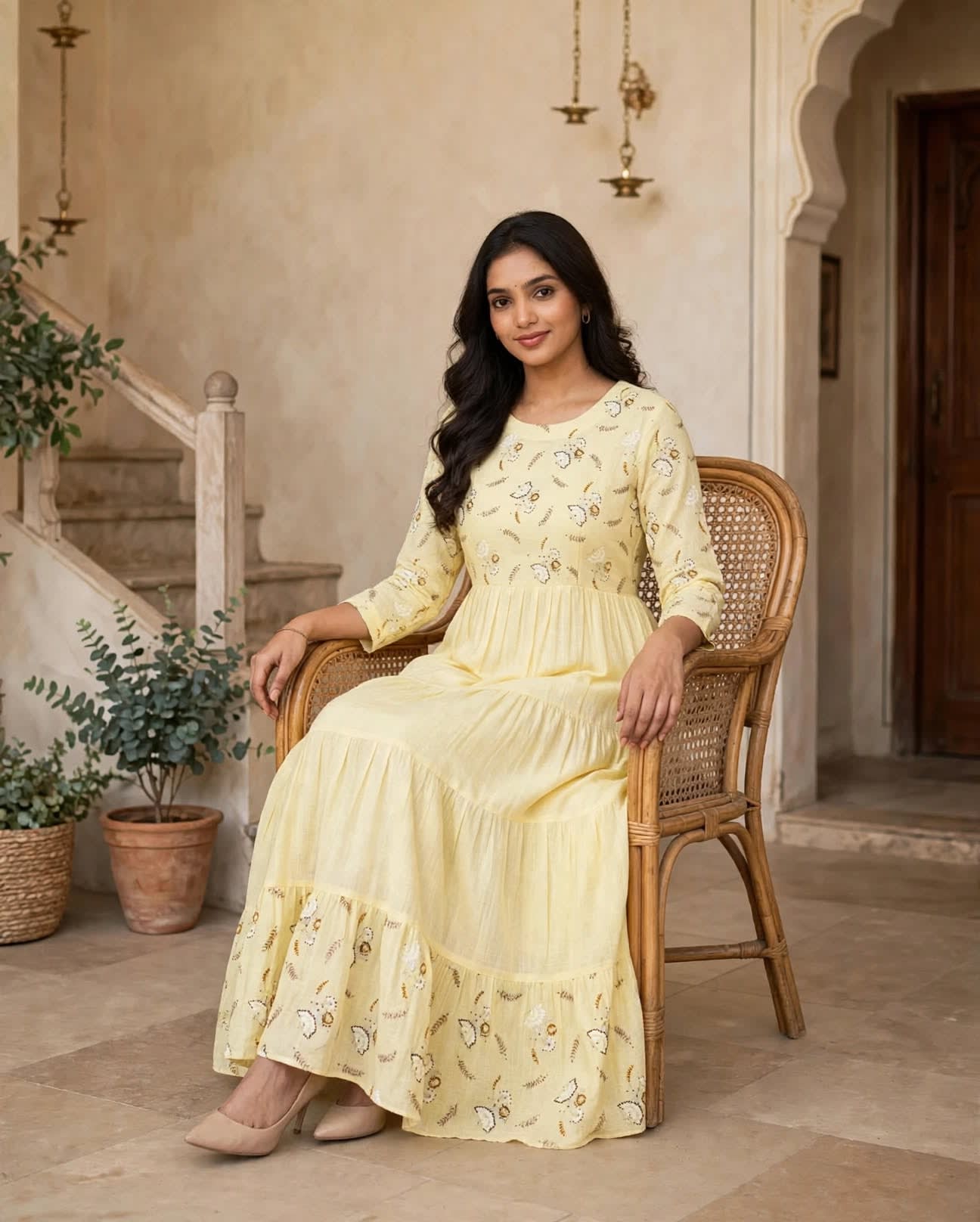 Buttercup Bloom Printed Tiered Maxi Dress thumbnail 1