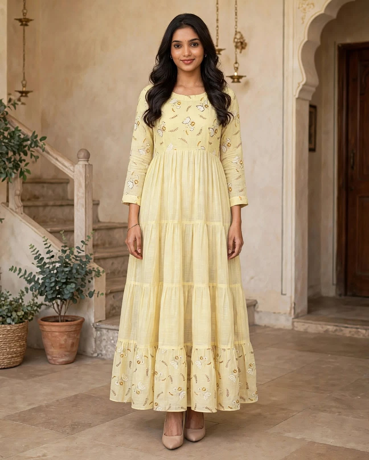 Buttercup Bloom Printed Tiered Maxi Dress thumbnail 4