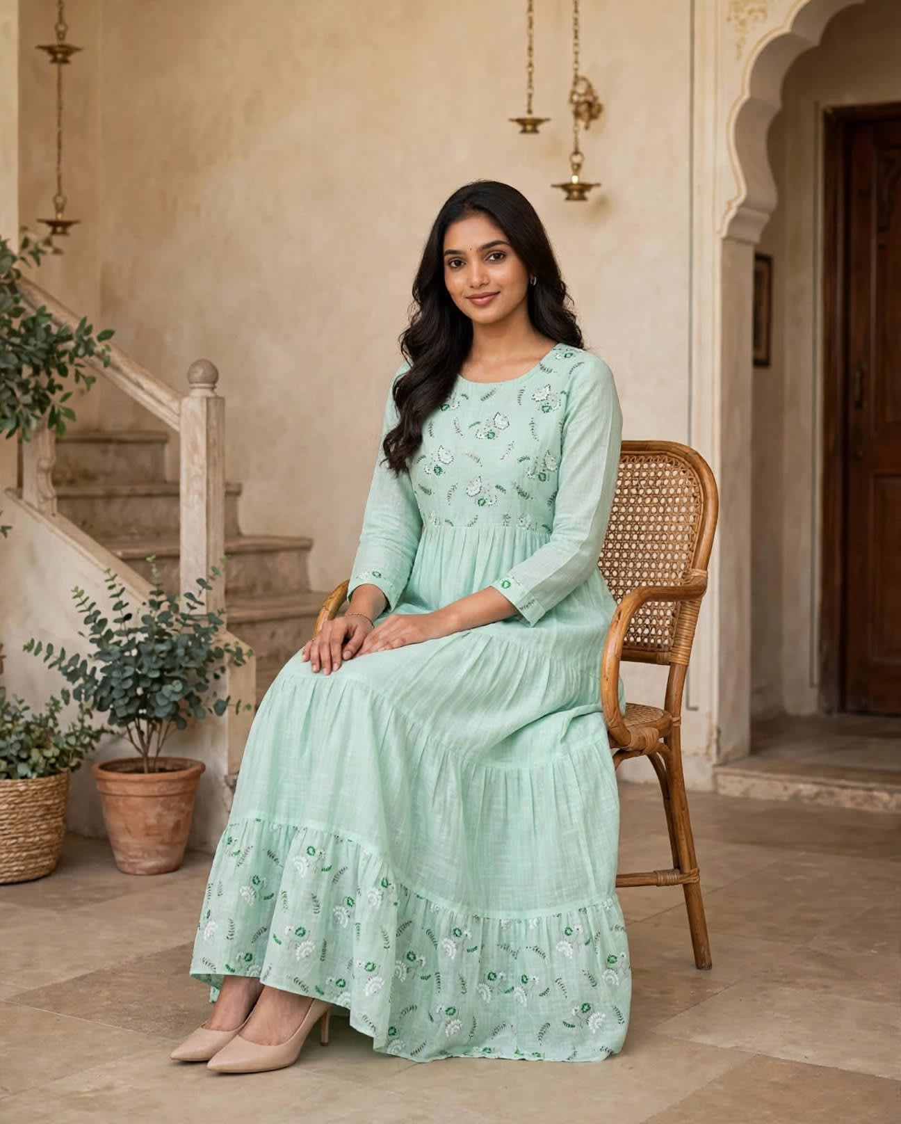 Mint Meadow Floral Printed Tiered Maxi Dress thumbnail 3