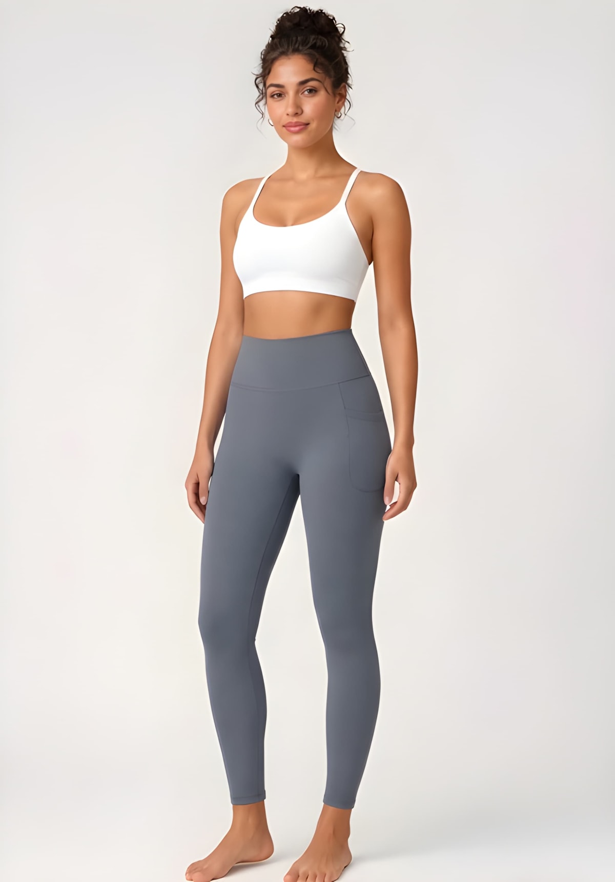 Activewear Yoga Pants With Side Pockets - Gray