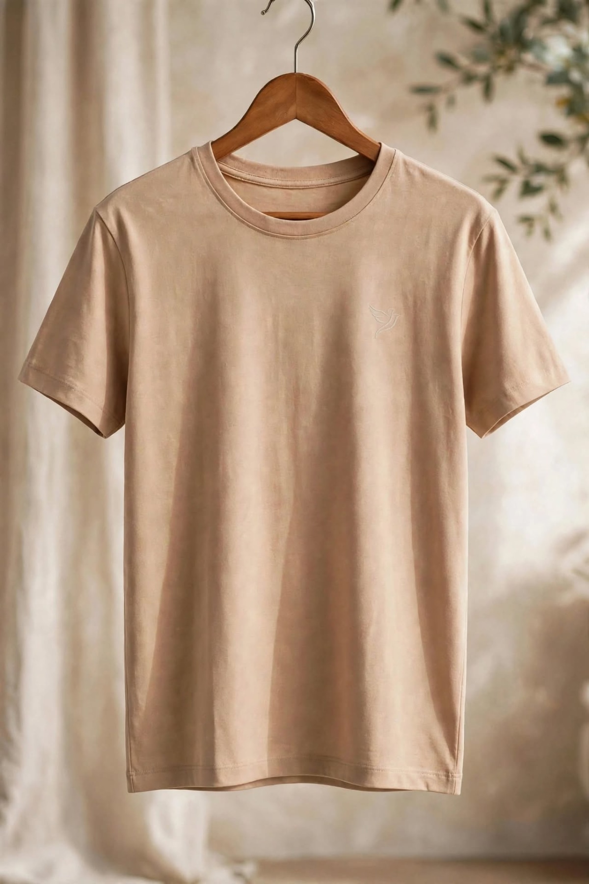 Beige Minimalist Regular Fit T-shirt