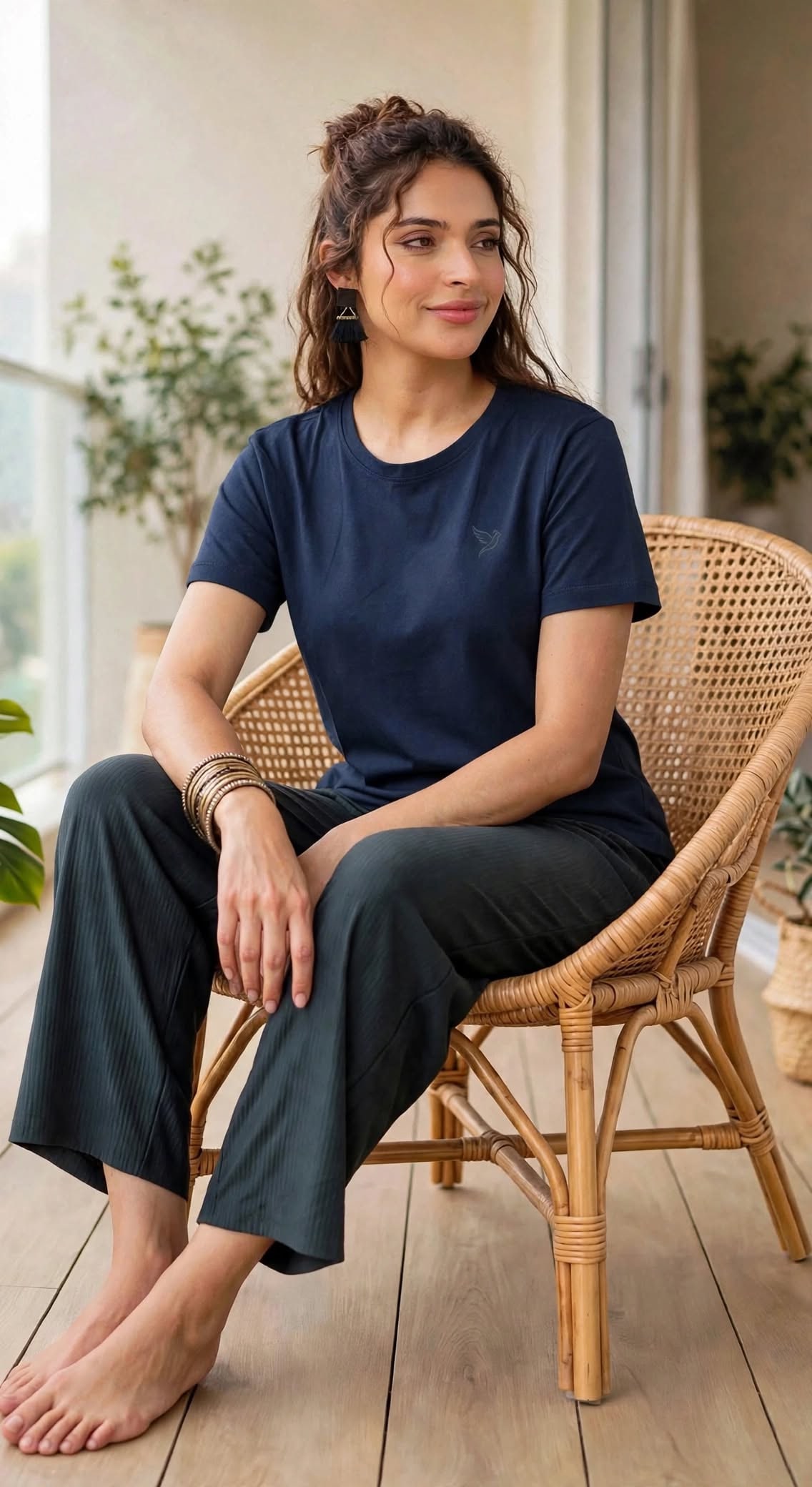 Navy Blue Minimalist Regular Fit T-shirt