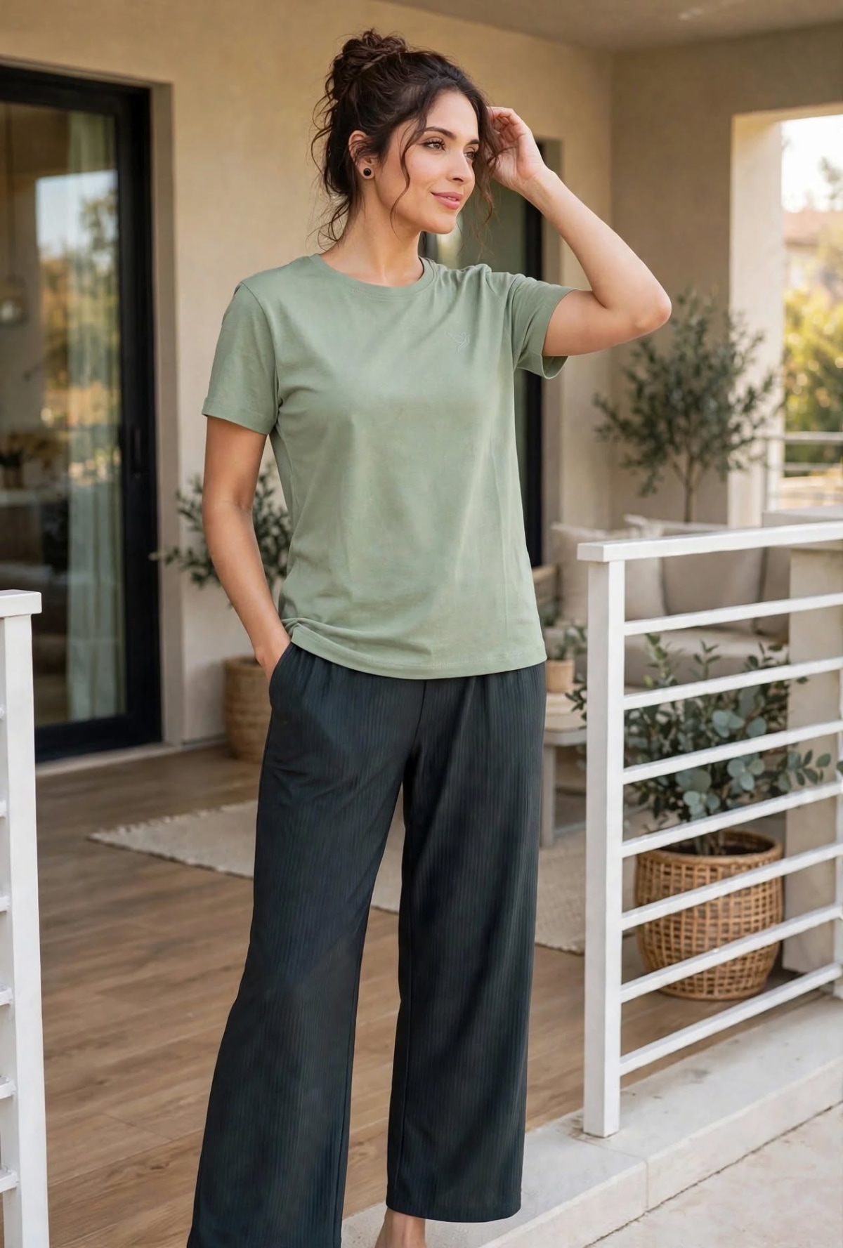 Sage Green Minimalist Regular Fit T-shirt