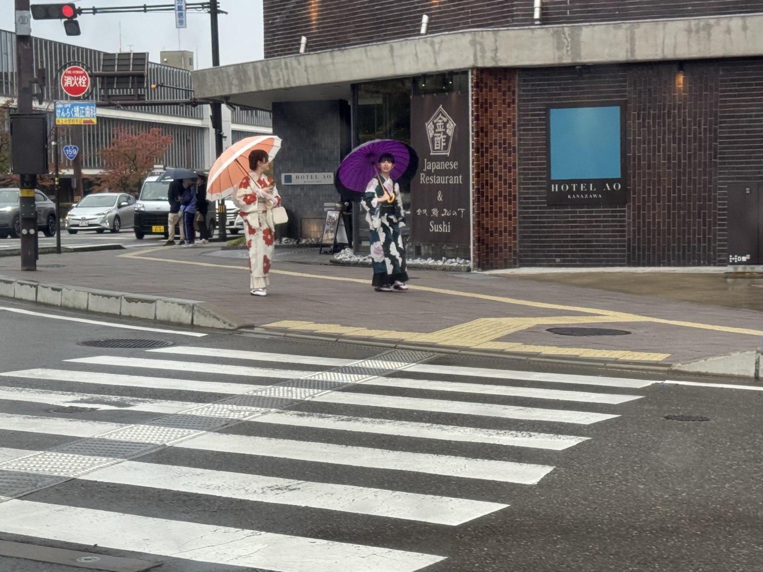 Out and about in rainy Kanazawa.