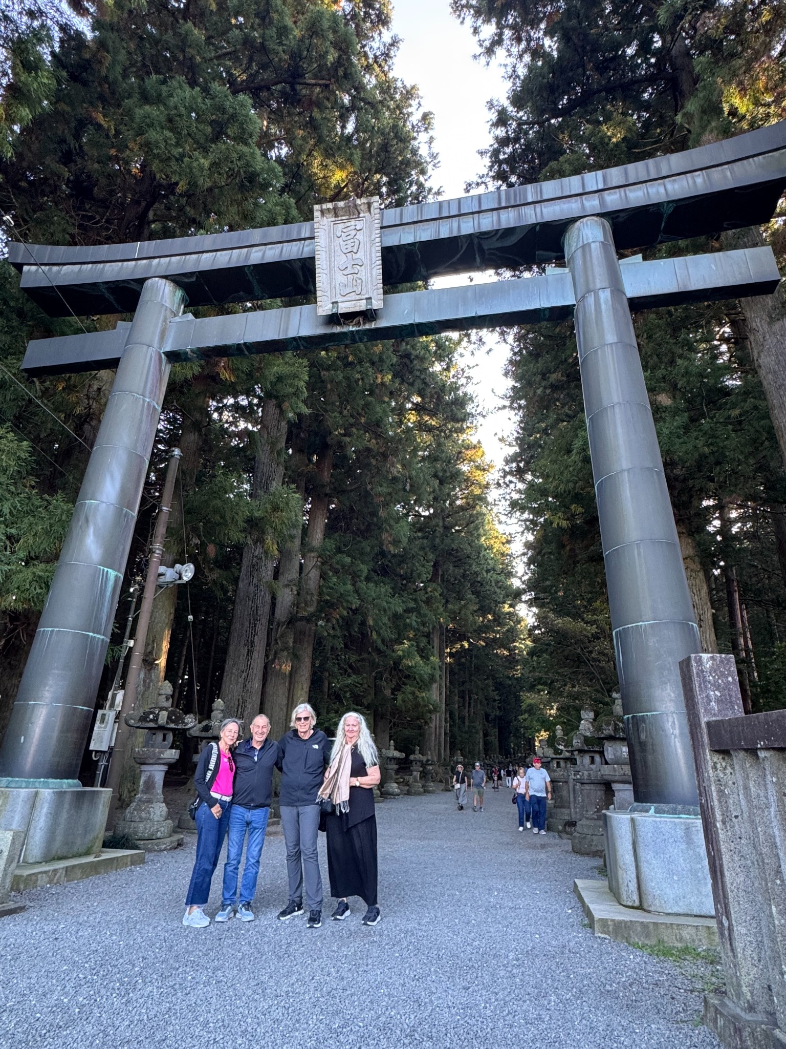 Large torii at the entrance to a shrine complex.