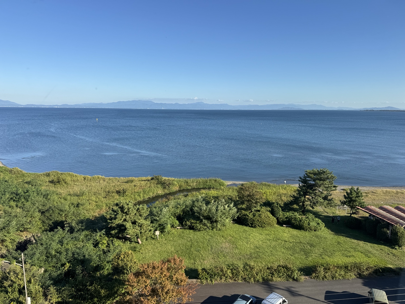 Another view across the water to mountains on the horizon