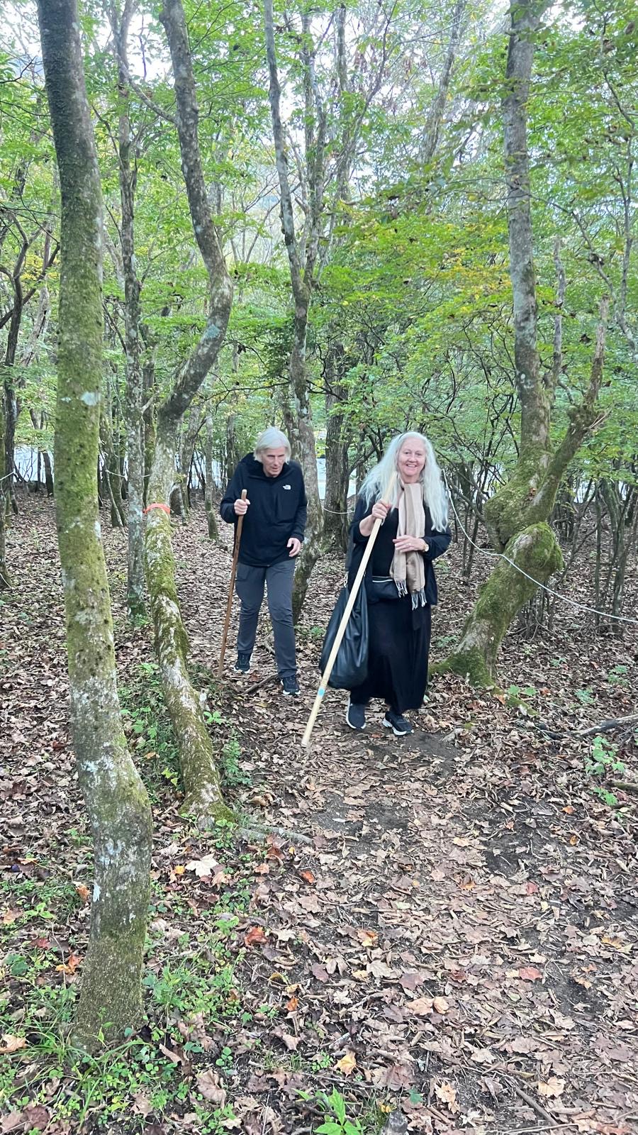 Kurt and Anneliese along the woodland path.