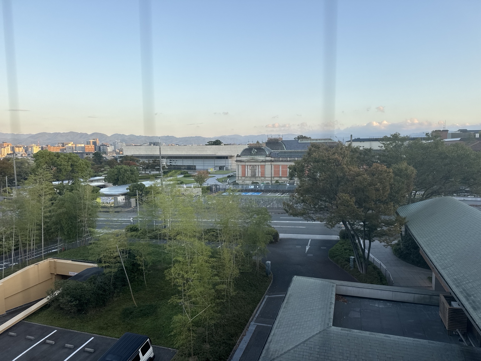 The view from our room towards the National Museum and the mountains.