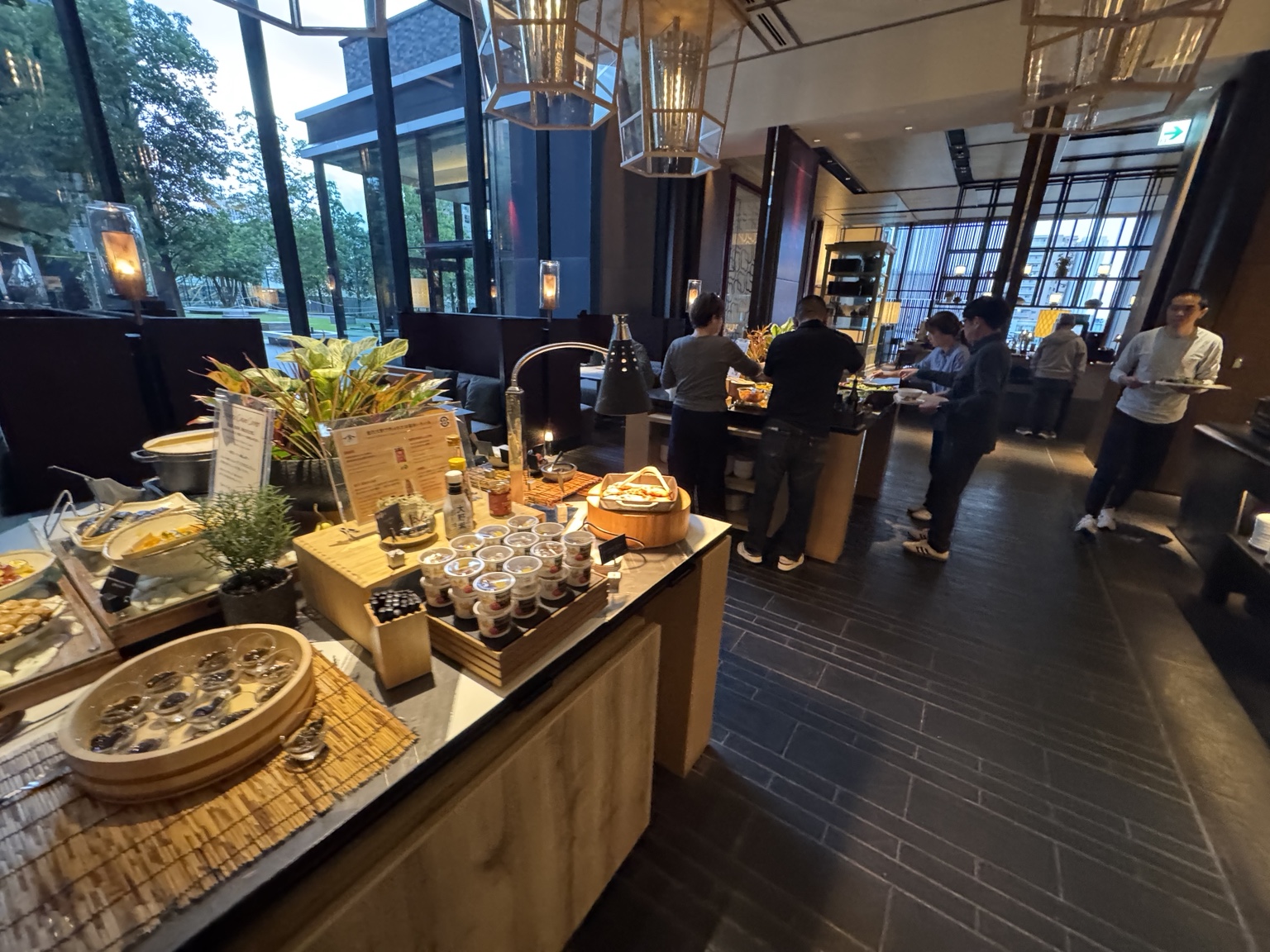 At the breakfast buffet.
