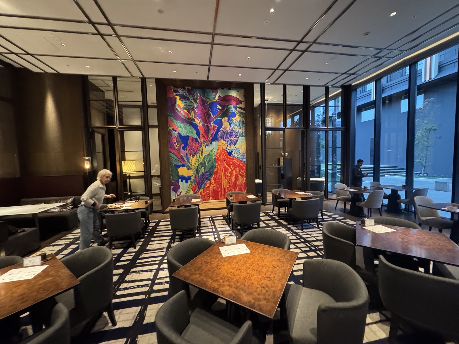 The breakfast room with colourful art at the Hyatt Centric Kanazawa.