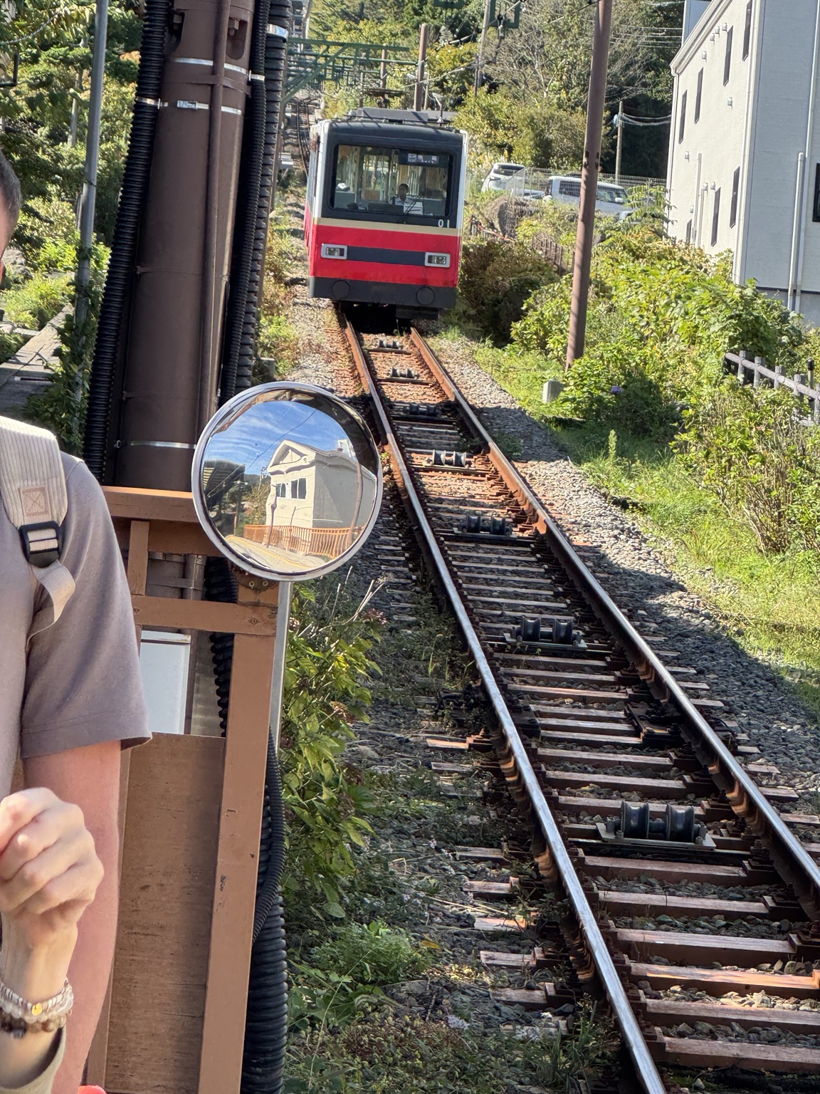 Red mountain railway on the Hakone route