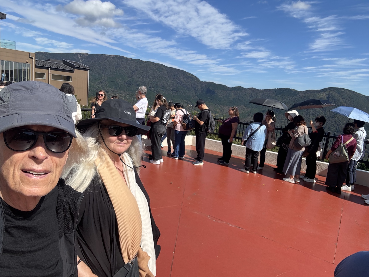 Kurt and Anneliese on the ship’s open deck on Lake Ashi