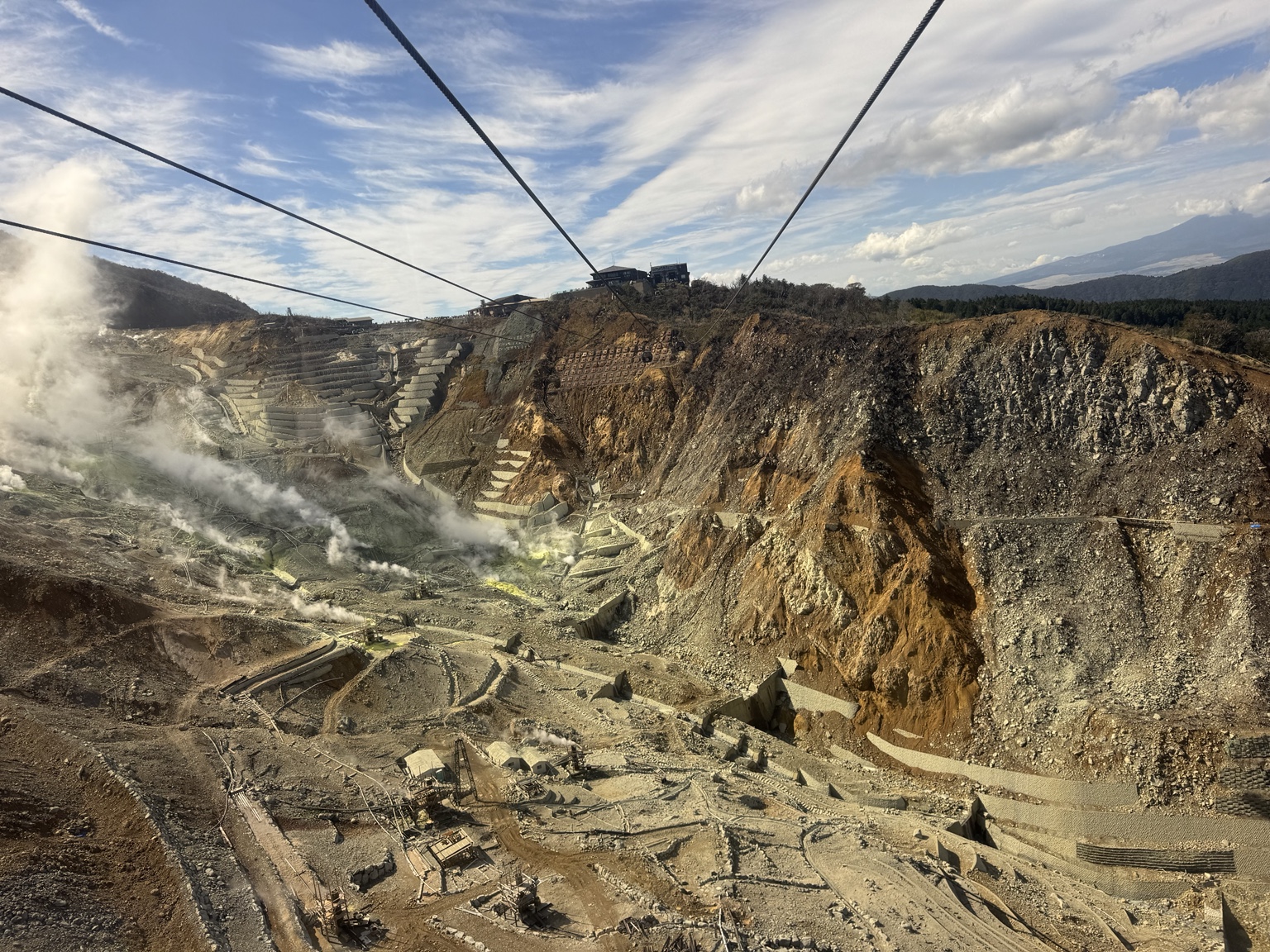 Steaming volcanic landscape in Hakone