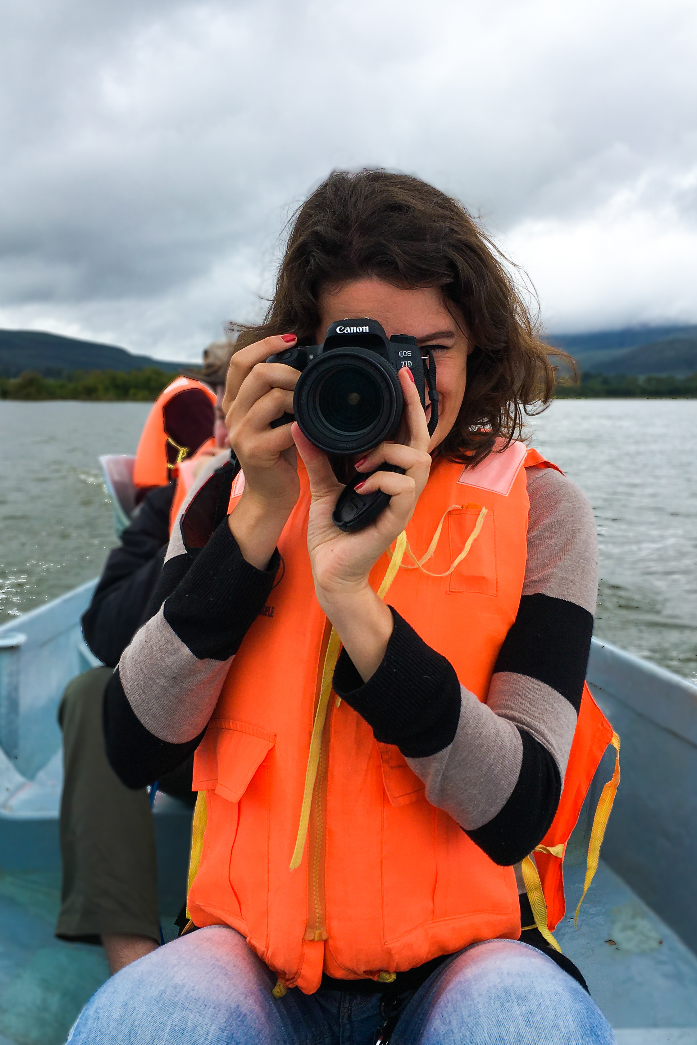 Manon with camera in Kenya