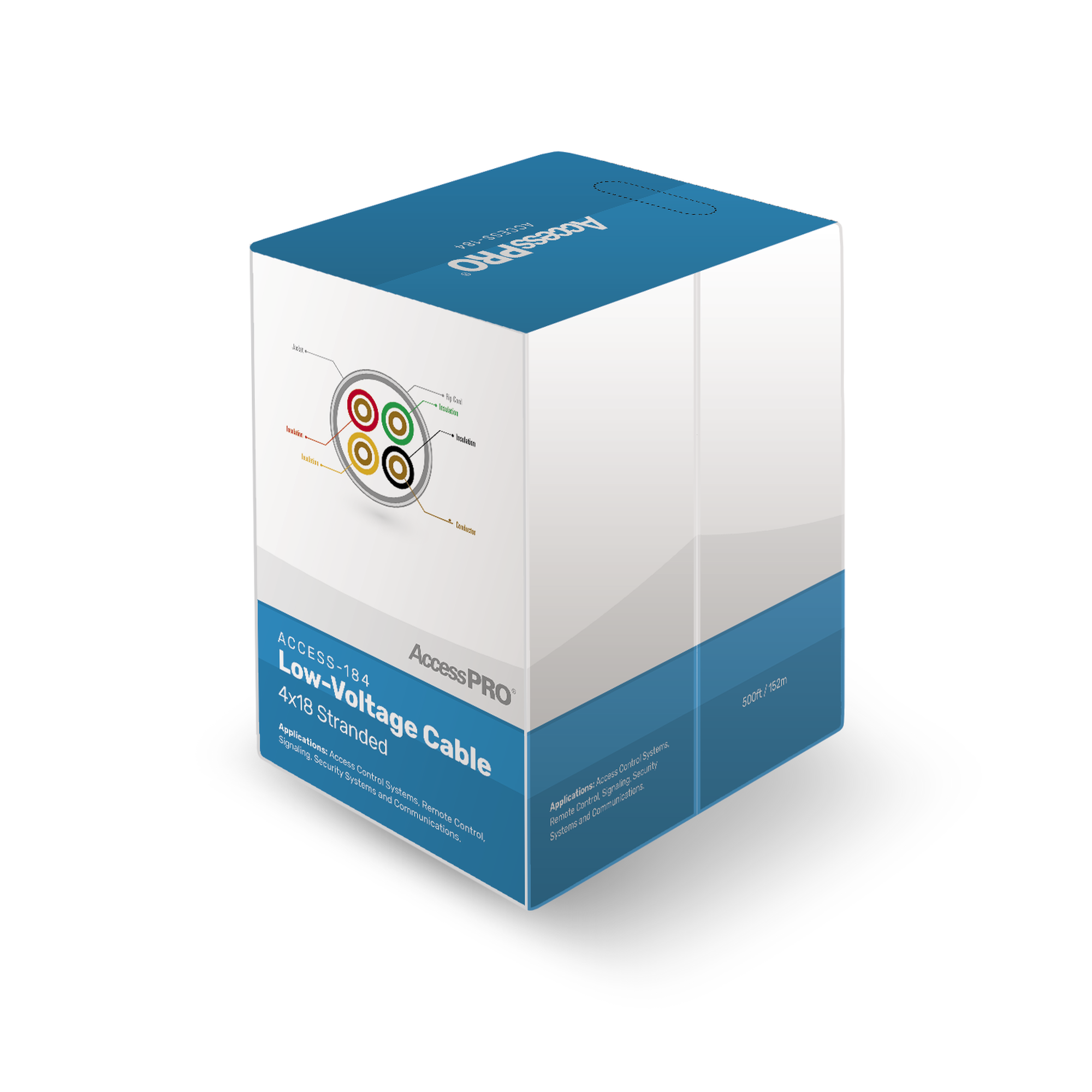 Bobina de 152 metros, 4 x 18 AWG, FRPVC, CM, para aplicaciones en control de acceso AccessPRO ACCESS-184/500