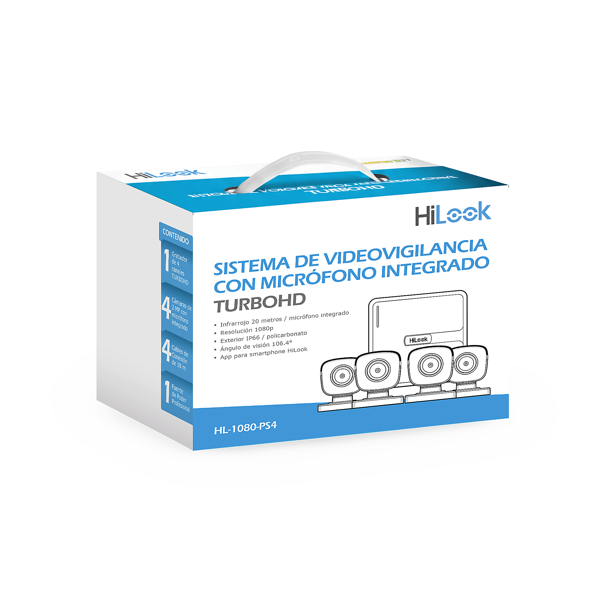 (MICRÓFONO Integrado) Kit TurboHD 1080p Lite HiLook by HIKVISION HL-1080-PS4