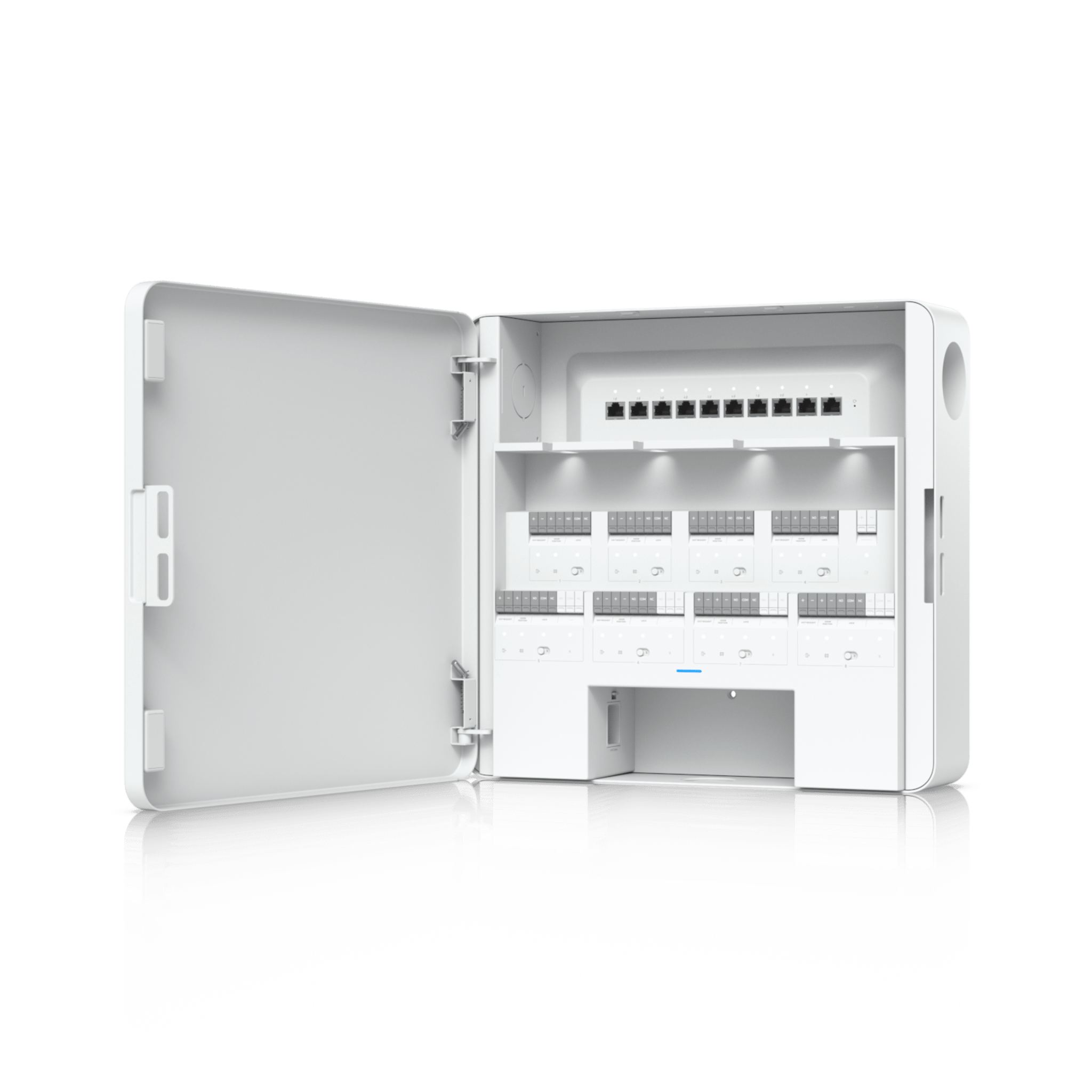 Enterprise Access Hub/Concentrador de Acceso Empresarial con Control de Entrada y Salida de hasta 8 Puertas y Soporte de UBIQUITI EAH-8