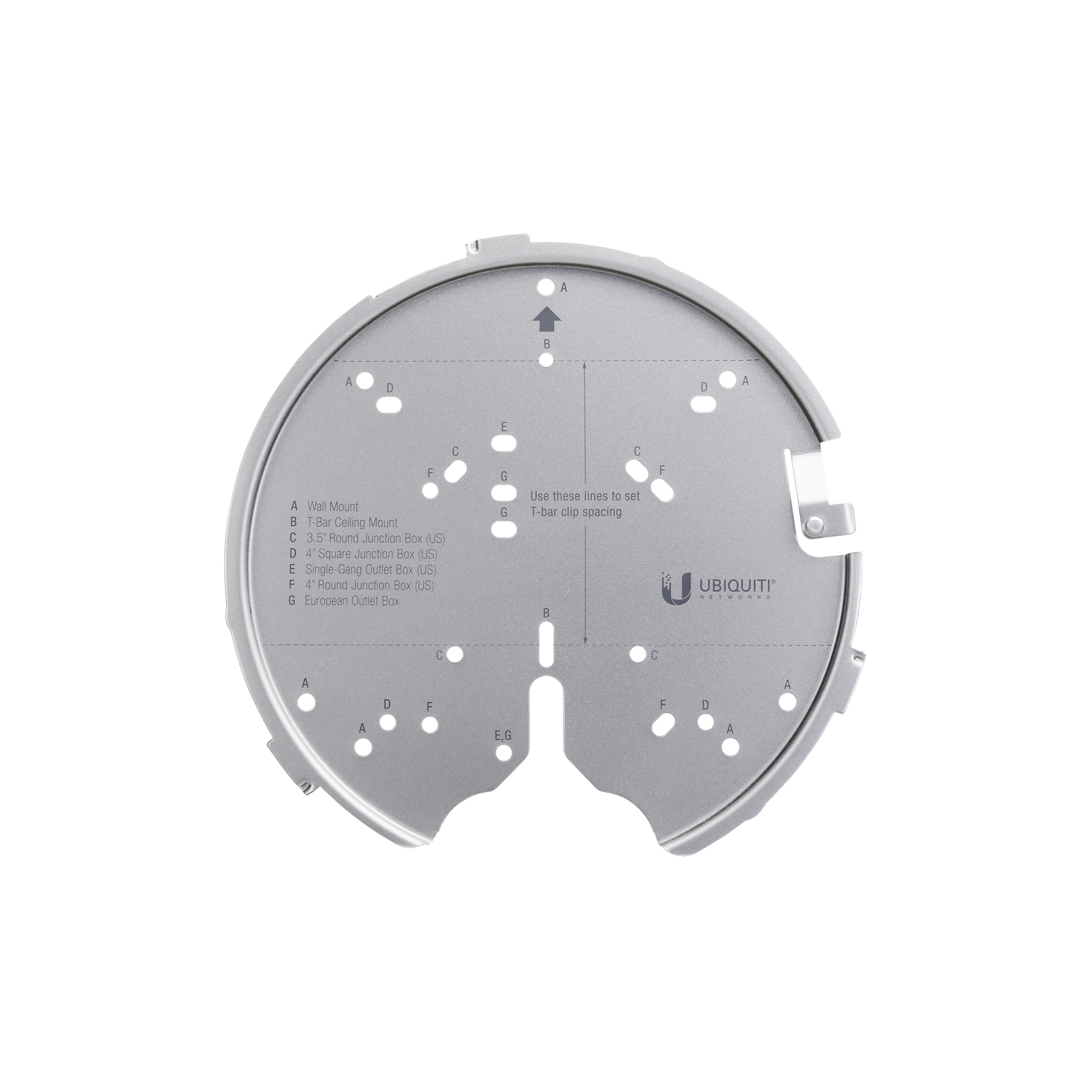 Montaje profesional para Access Points UniFi de plato (AC-PRO/AC-LR/AC-HD/U6-LR/U6-PRO/otros). UBIQUITI U-PRO-MP