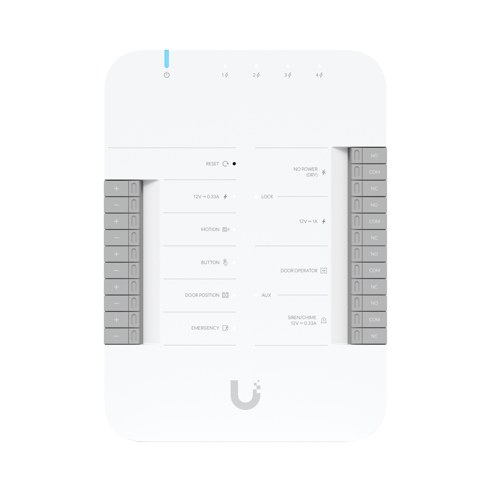 UniFi Access Hub Door, puede conectar 2 lectores y 2 cámaras (no incluidos) para controlar solo una puerta UBIQUITI UA-HUB-DOOR