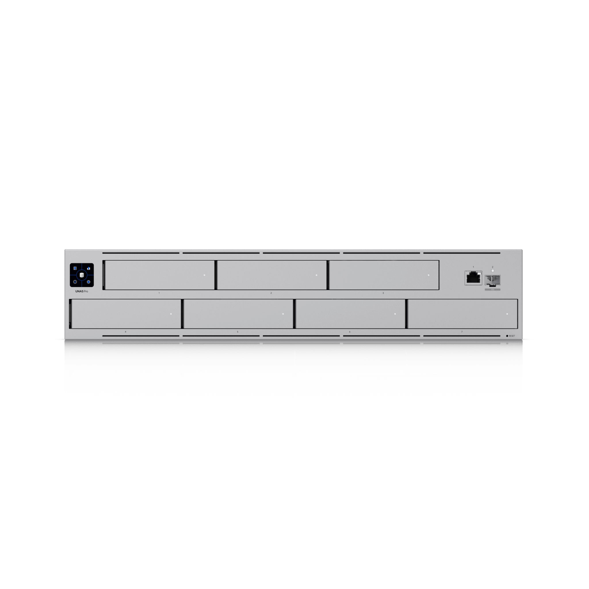 UNAS Pro Servidor de Almacenamiento en Red de 2U Rack con (7) Bahías para HDD/SSD de 2.5/3.5" con 1 Puerto 10GbE y 1 Puerto UBIQUITI UNAS-PRO