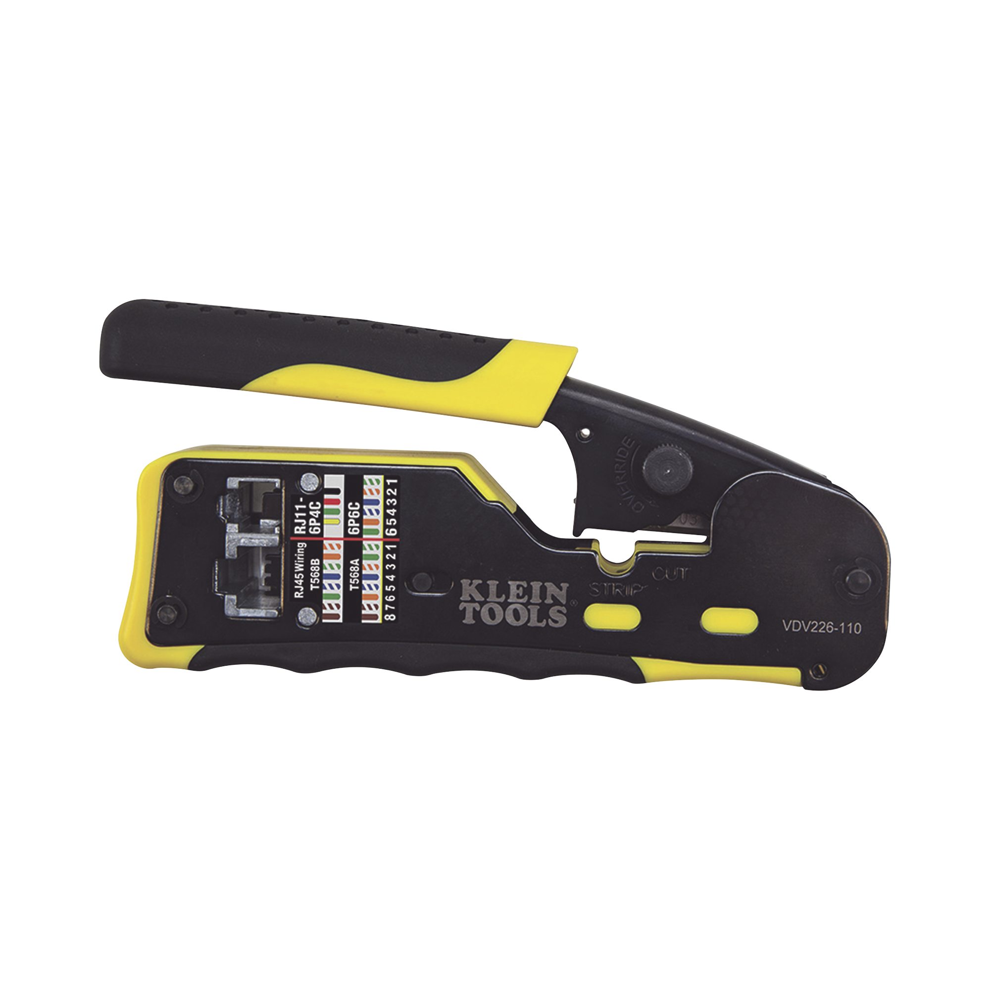 Ponchadora/Pelacables/Cortacables con Matraca para Conectores Pass-Thru RJ45 y Conectores Estándar RJ11/RJ12. KLEIN TOOLS VDV226-110