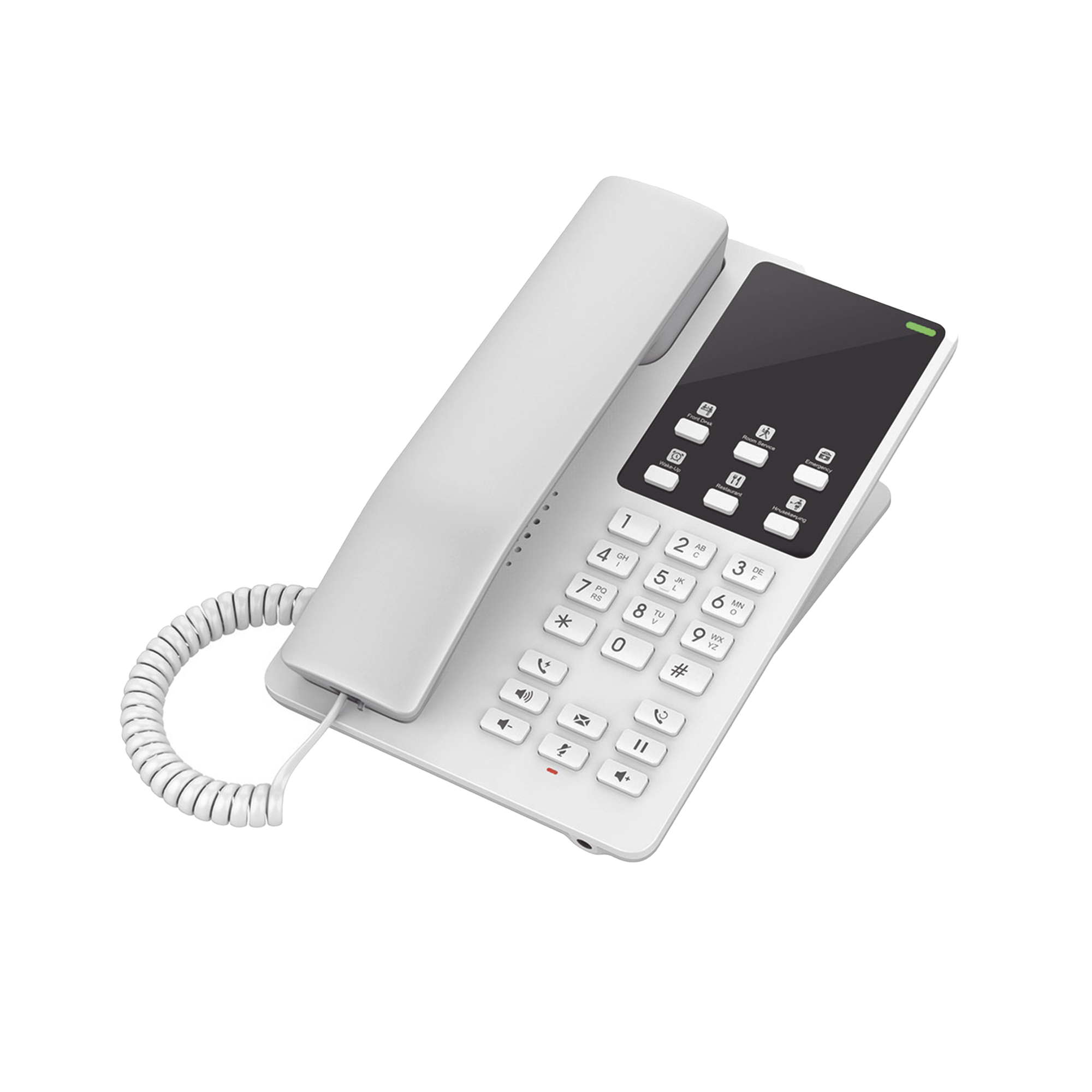 Teléfono IP Hotelero Wi-Fi, 2 líneas SIP con 2 cuentas, codec Opus, IPV4/IPV6, color blanco, con gestión en la nube GDMS GRANDSTREAM GHP620W