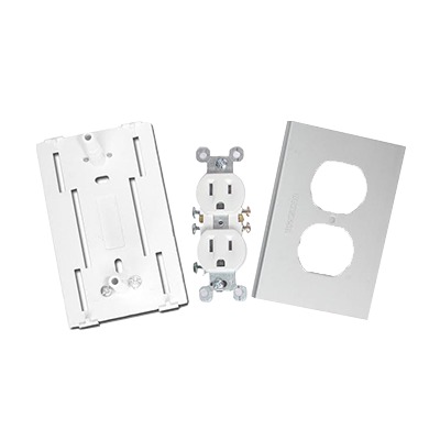 Contacto eléctrico doble, soporte y tapa de PVC auto extinguible y aluminio, universal (8191-10200) THORSMAN INKA-100-DUPLEX