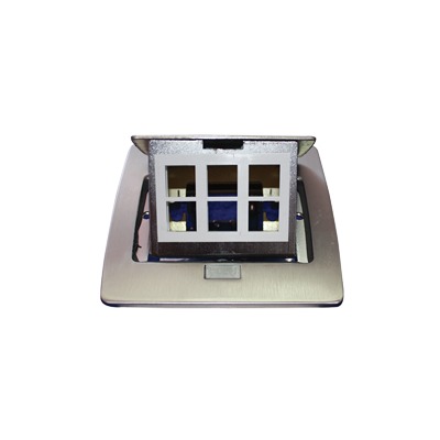 Mini Caja de Piso Rectangular para Datos y Conectores Tipo Keystone, Color y Material en Acero Inoxidable (3 Puertos) THORSMAN TH-MC-PD