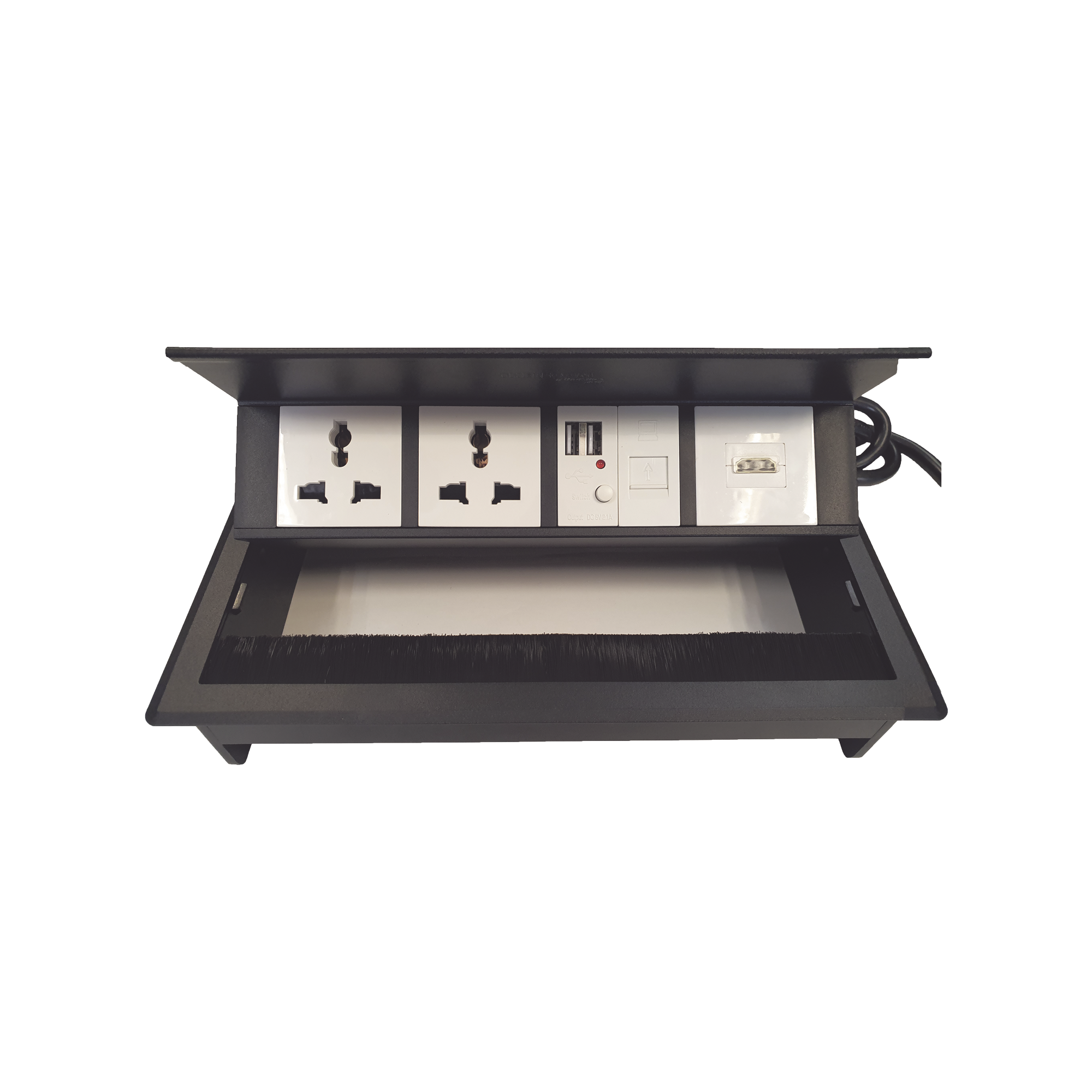 Caja Horizontal Tipo Hub para Escritorio Color Negro, con 1 Puerto HDMI Hembra-Hembra, 1 Puerto RJ45 Cat6, 2 Puertos USB (Solo THORSMAN THMC-HBOX