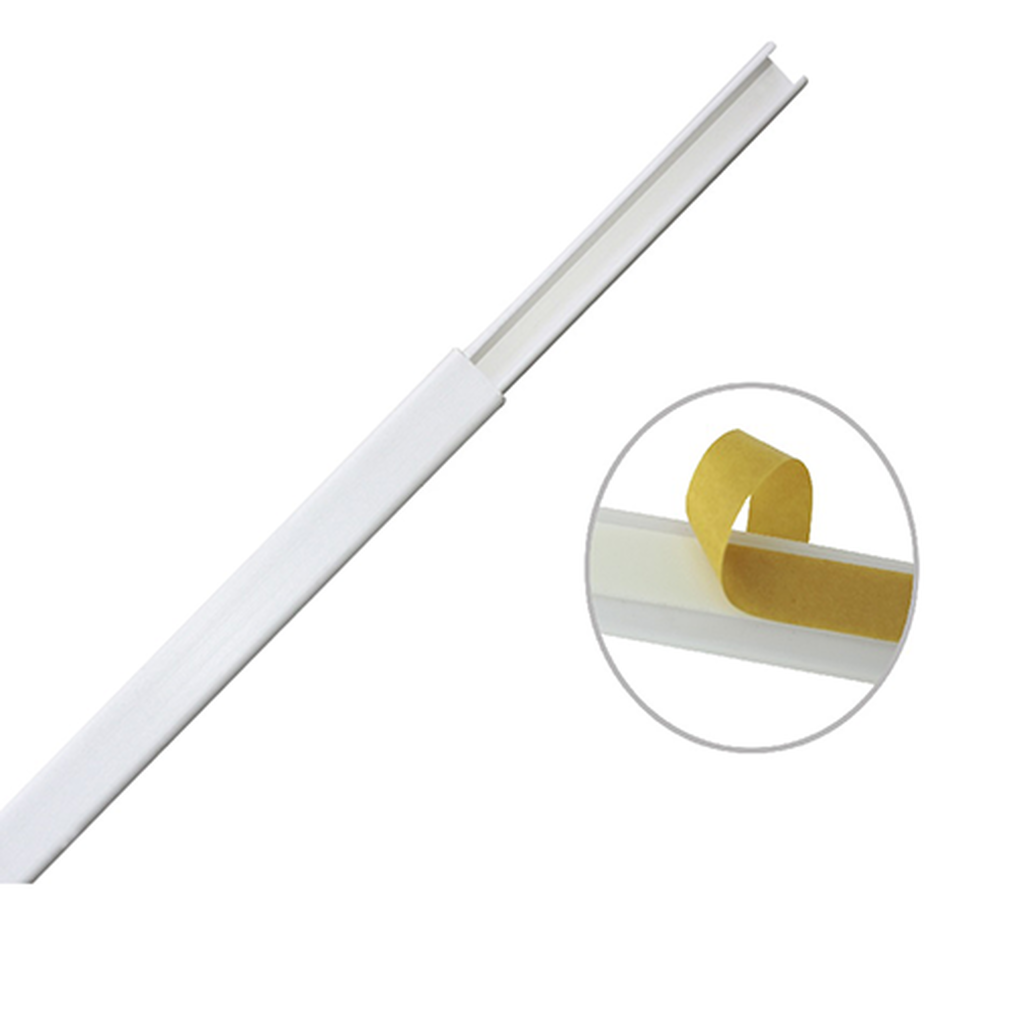 Canaleta color blanco de PVC auto extinguible, de una vía, 12 x 8 mm tramo de 6 pies con cinta adhesiva (5000-21252) THORSMAN TMK-0812-CC