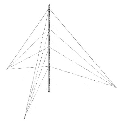 Kit de Torre Arriostrada de Piso de 21 m Altura con Tramo STZ35G Galvanizada por Inmersión en Caliente (No incluye retenida). SYSCOM TOWERS KTZ-35G-021