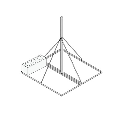 Base No Penetrante Base de 0.9 x 0.9 m con Mástil de 1.5 m x 2" diam. Ced.30 para Instalación de Antenas (HOT-DIP). SYSCOM TOWERS S-BNP-901
