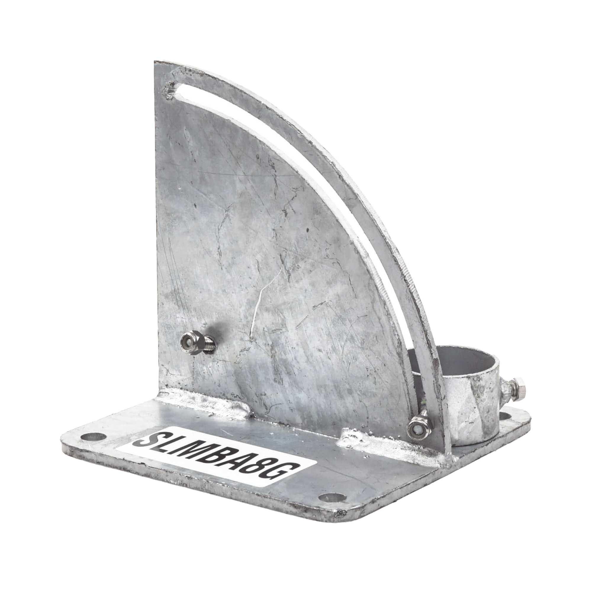 Base para Mástil con Ajuste de Ángulo. Diámetros de Mastil: 1" a 2" SYSCOM TOWERS SLM-BA-8G