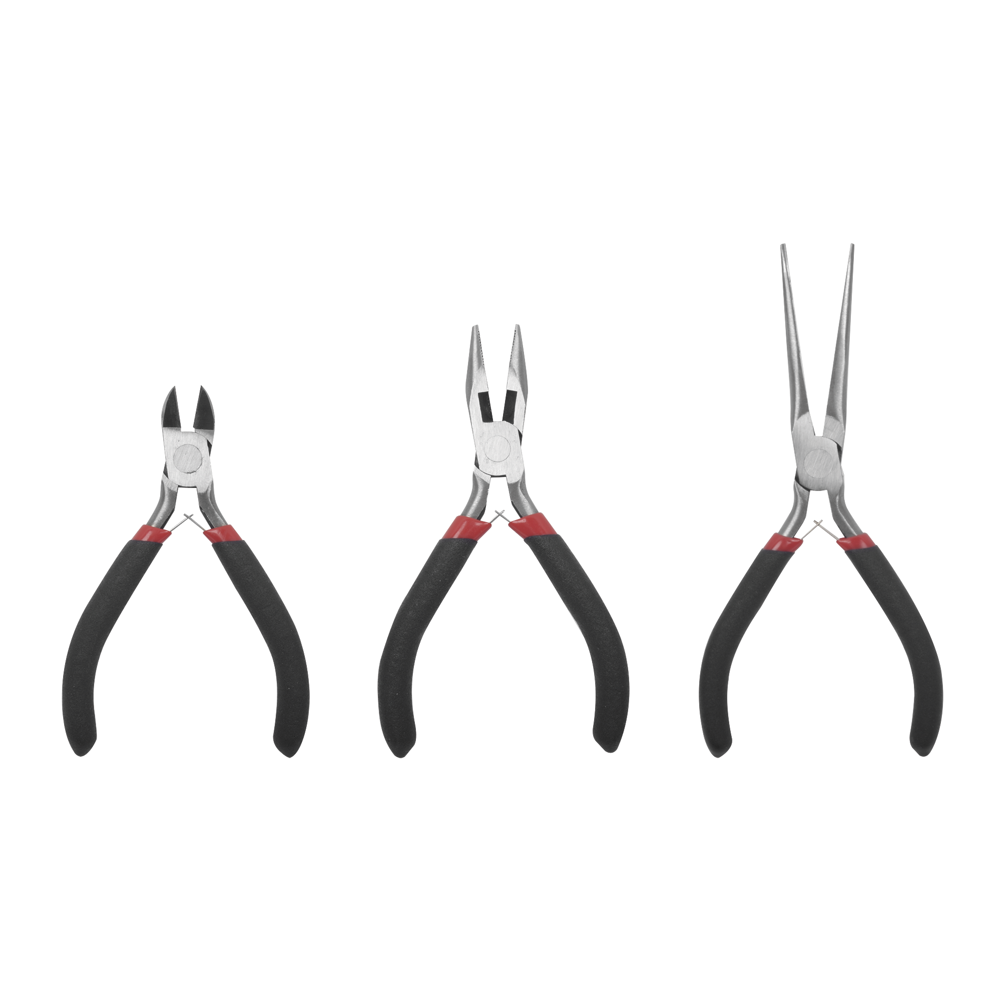 Juego de 3 Mini Pinzas de Corte de 5". Incluye: Pinza de Punta Redonda, Diagonal y Punta de Aguja. EPCOM POWERLINE EP345