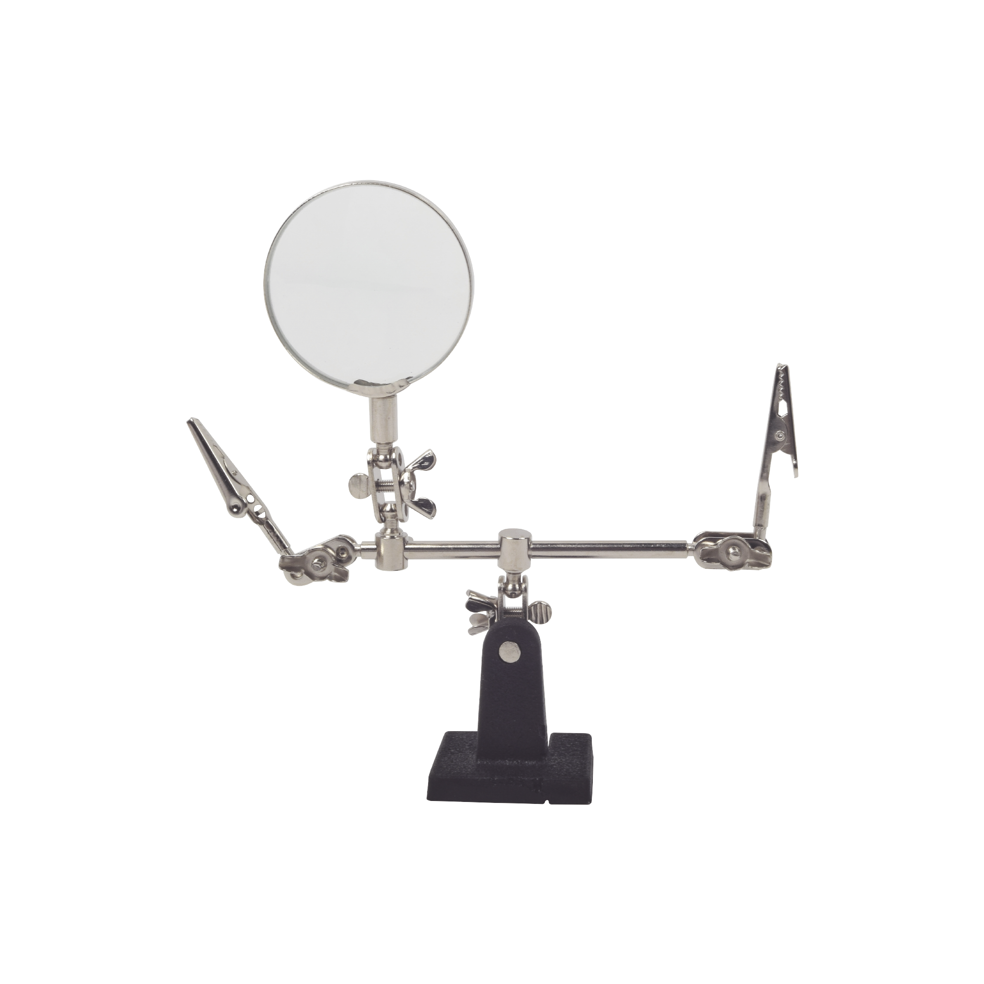 Soporte con lupa y dos brazos con clip. Ideal para trabajos de soldadura. EPCOM POWERLINE EP390