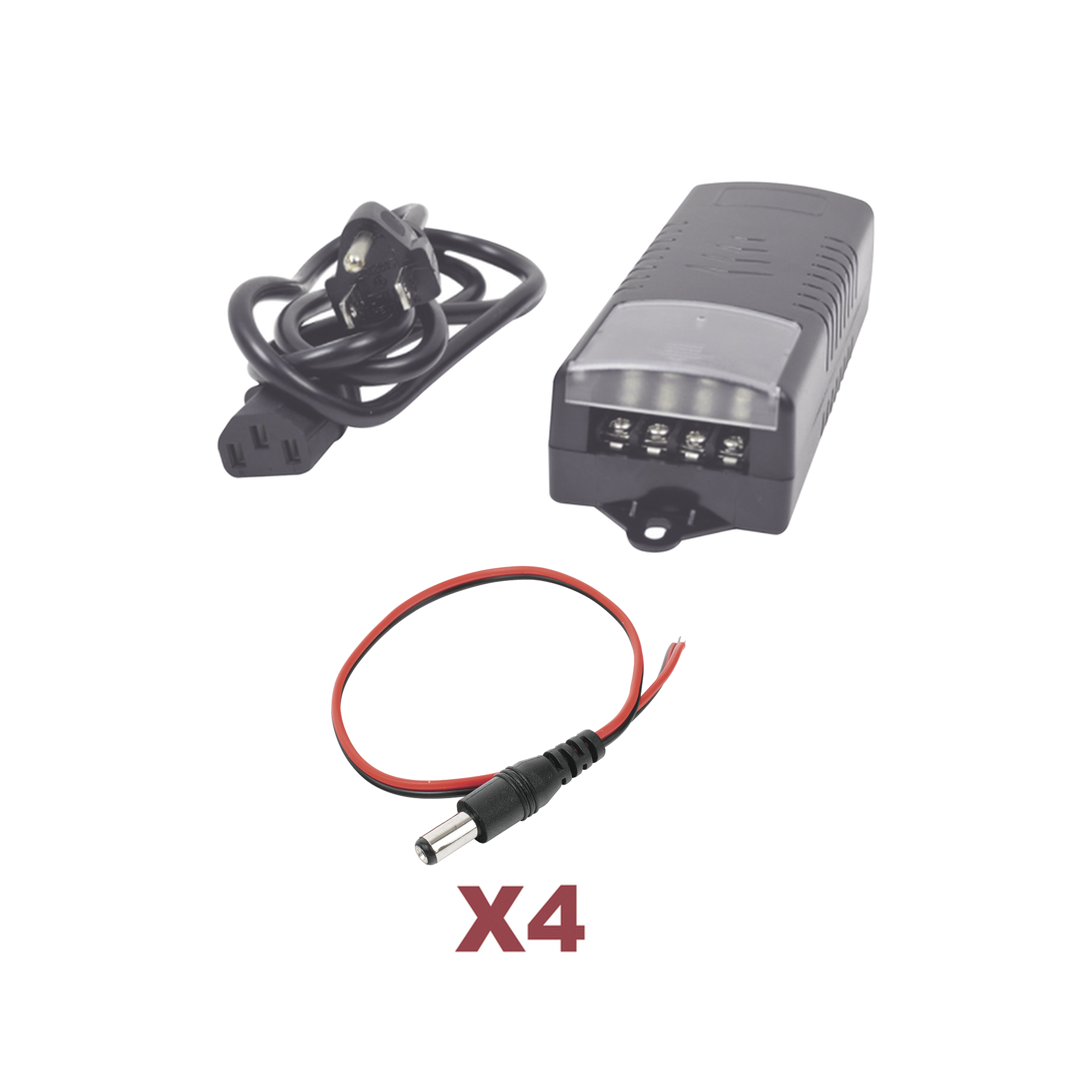 Kit con fuente EPCOM con salida de 12 Vcc a 5 Amper con 4 salidas EPCOM POWERLINE K1-PS12DC4C