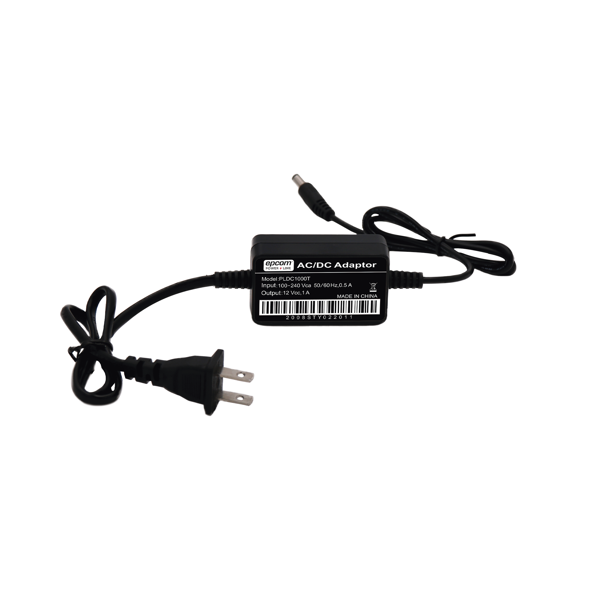 Adaptador de Pared de 12Vcc @ 1 A con cable y clavija Nema 1-15 EPCOM POWERLINE PL-DC-1000T