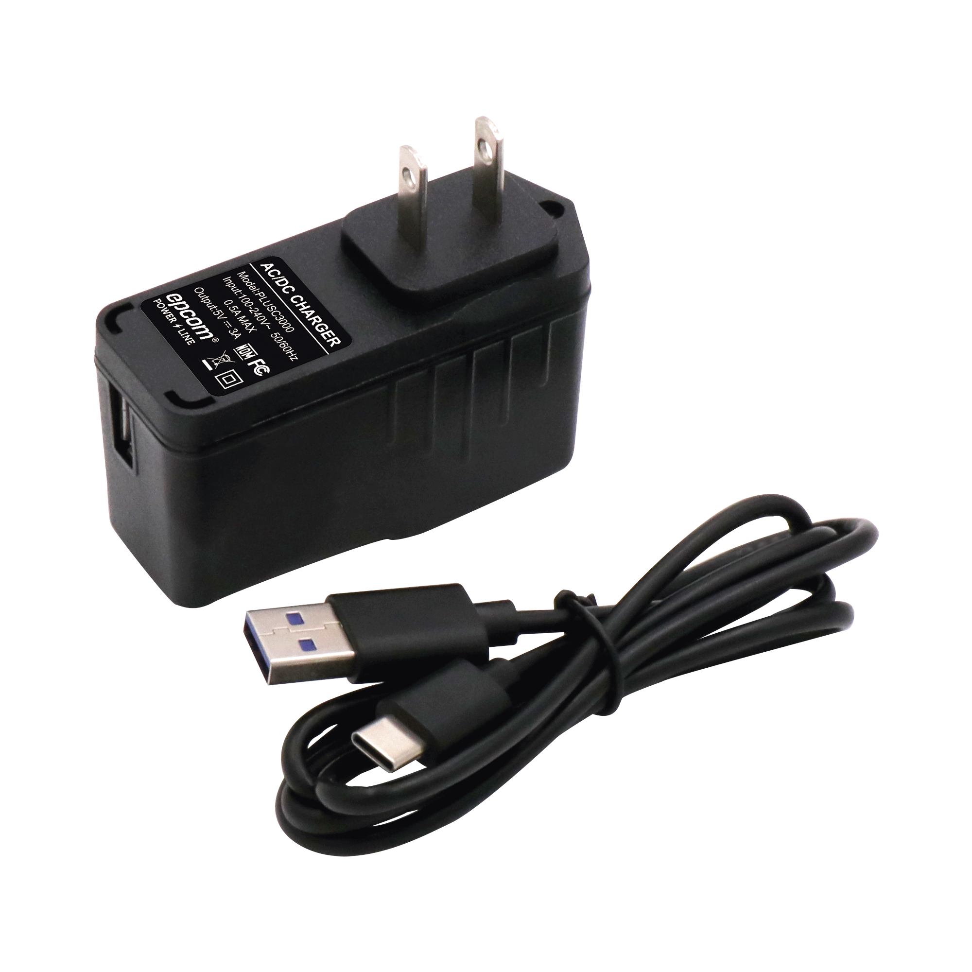 Adaptador de pared de 5 Vcc, @ 3 A con micro-USB tipo C EPCOM POWERLINE PLUSC3000