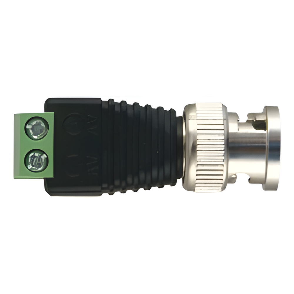 Adaptador de conector BNC macho a 2 terminales-tornillo para cables AWG-26-14, en aplicaciones Video Vigilancia, Níquel/ Oro/ EPCOM TITANIUM TT-RG-17