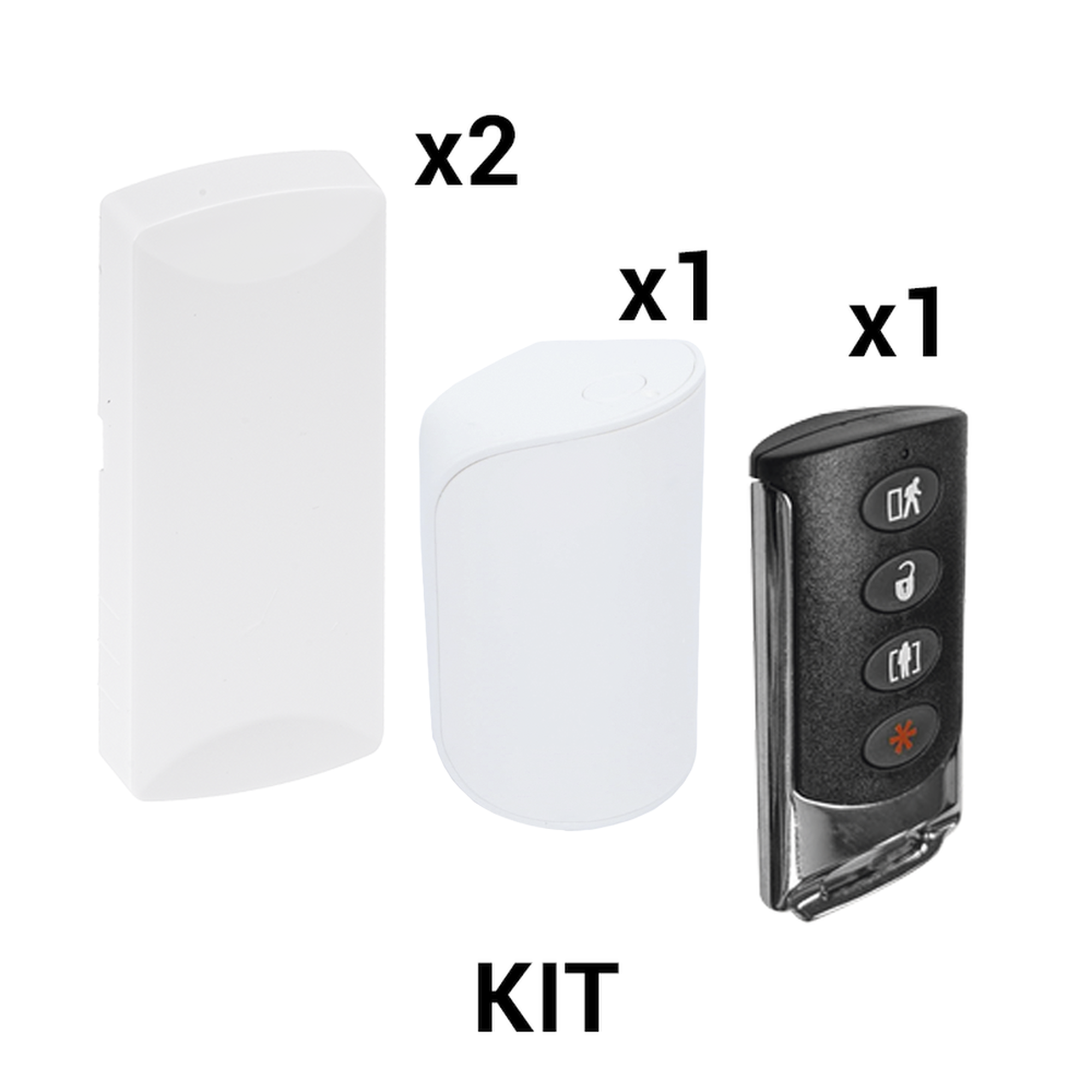 KIT Básico Sensores Inalámbricos - Incluye 2 Contactos Magnéticos, 1 PIR y 1 Llavero - Compatibles con Paneles DSC 433 MHz SFIRE KIT-RF-SFIRE-DSC-2
