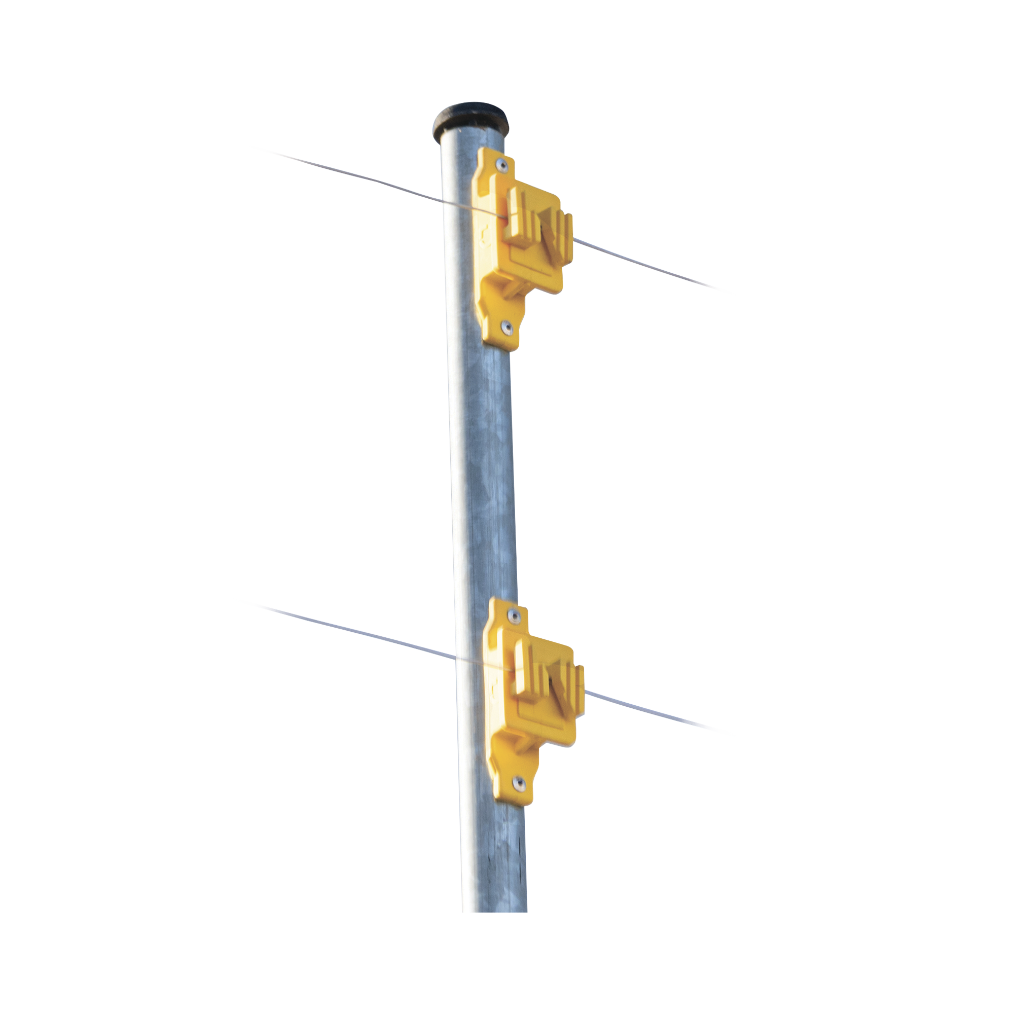 Aislador de Paso color Amarillo reforzado para cercos eléctricos, resistente al clima extremoso SFIRE SFPASOY