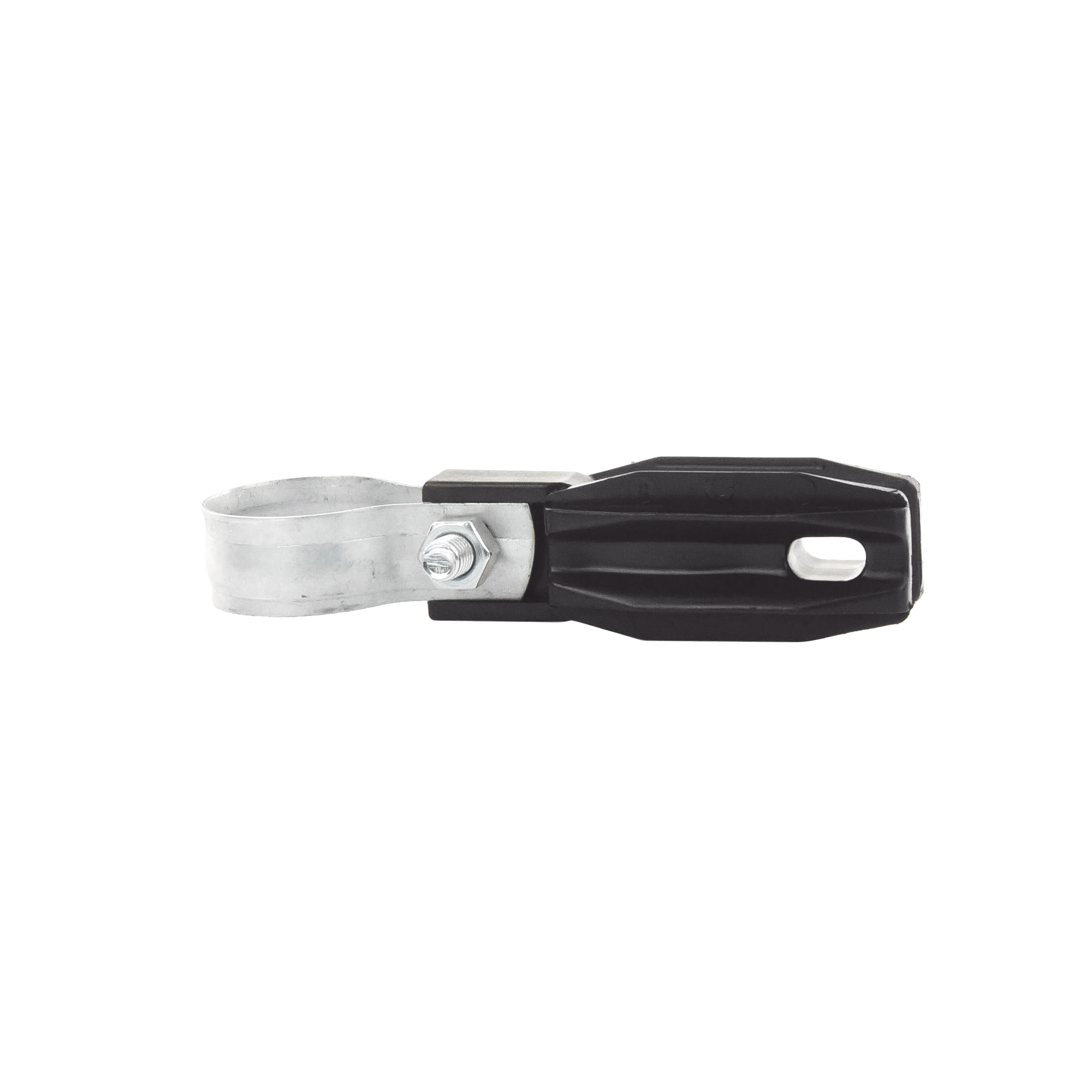 Aislador de paso o esquina con abrazadera incluida de 33-38mm para uso en tubería de malla ciclónica. SFIRE SFABRAZADERA