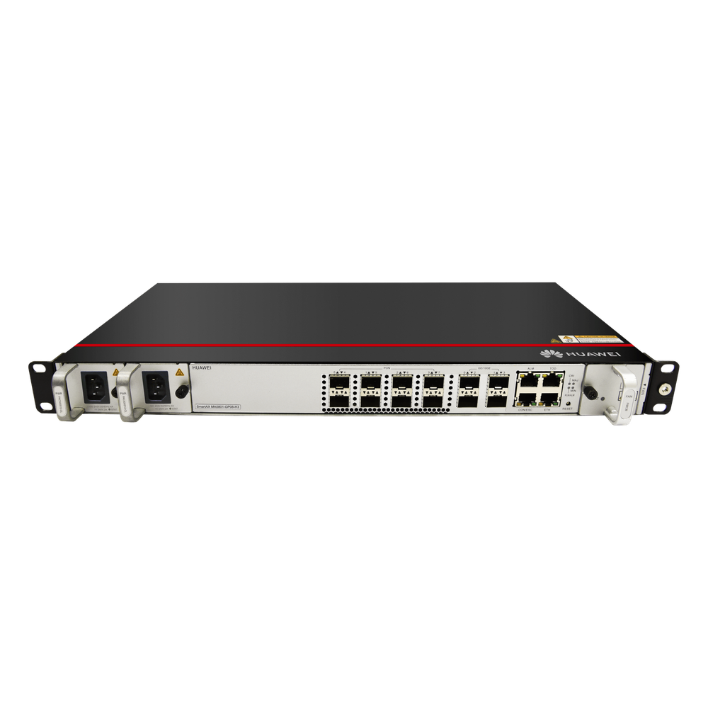 OLT GPON OptiXAccess 8 Puertos con Módulos C+, 4 Puertos Uplink (10GE/GE), Hasta 1024 ONTs, 2 Fuentes de Alimentación AC, 1 UR HUAWEI MA5801-GP08-H3